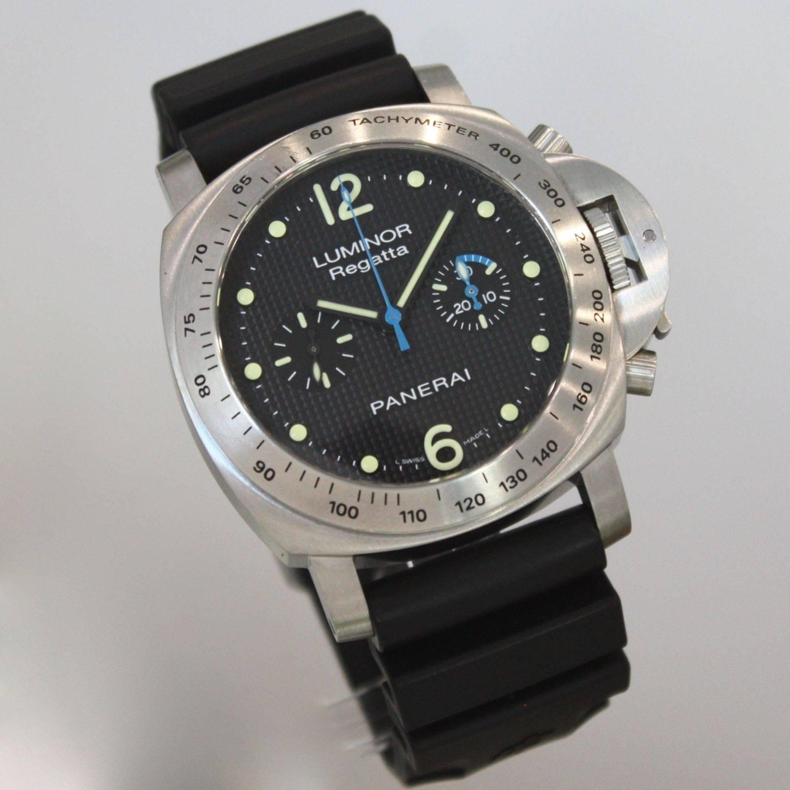 Panerai Stainless Steel 308 Luminor Regatta Chronograph Wristwatch  In Excellent Condition In Los Angeles, CA