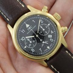 IWC Yellow Gold Pilot's Flieger Chronograph Mecaquartz Wristwatch