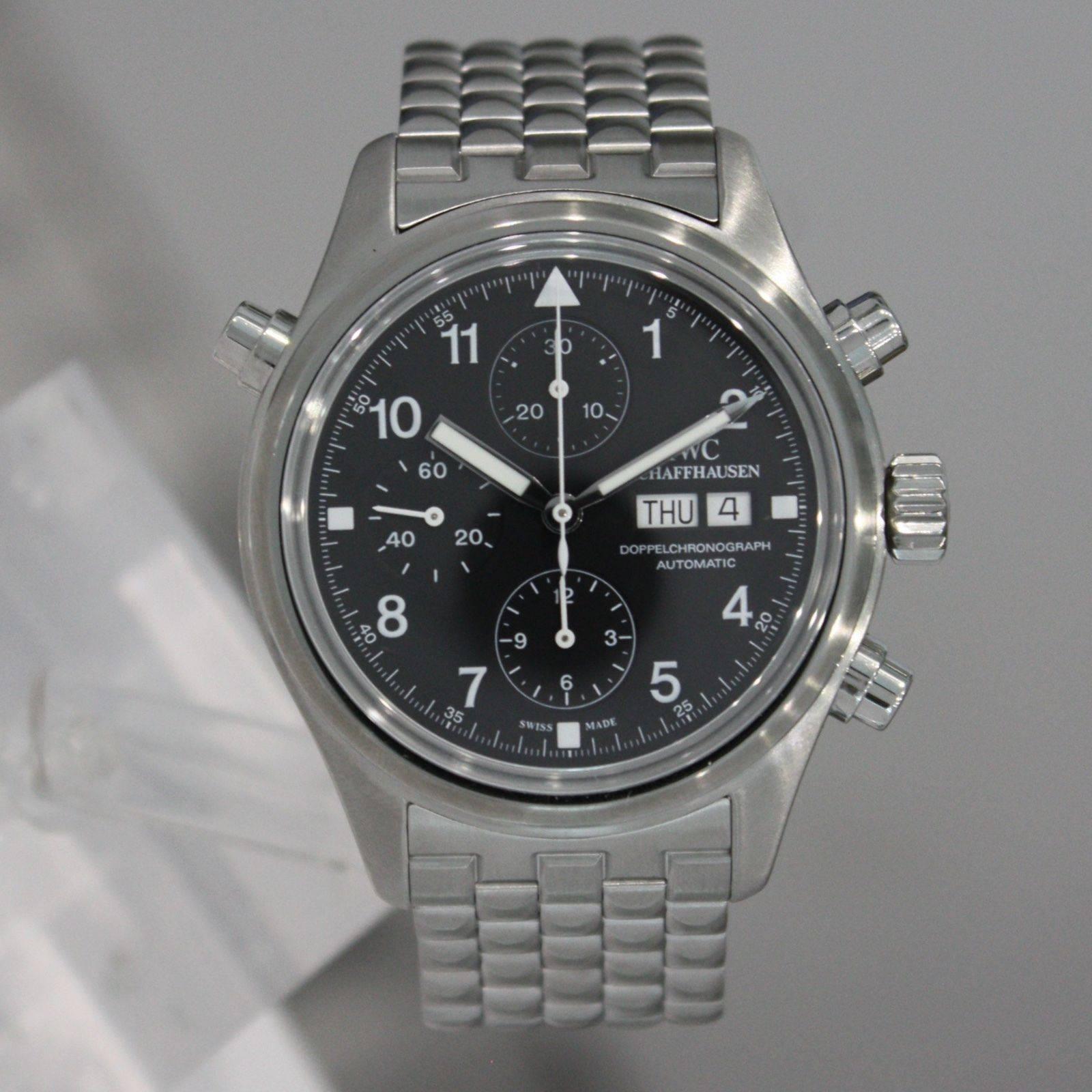 IWC Stainless Steel Pilot Doppelchronograph Rattrapante Split Second Wristwatch In Excellent Condition In Los Angeles, CA