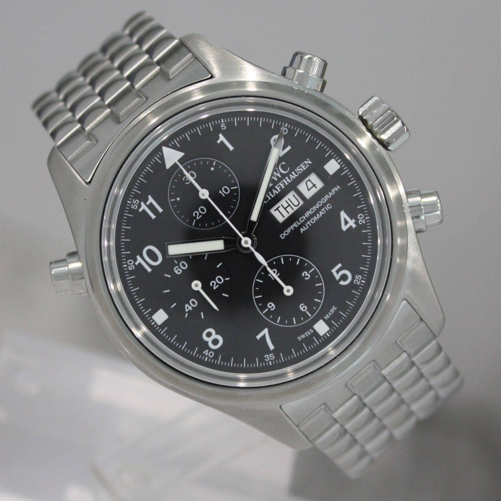 Women's or Men's IWC Stainless Steel Pilot Doppelchronograph Rattrapante Split Second Wristwatch