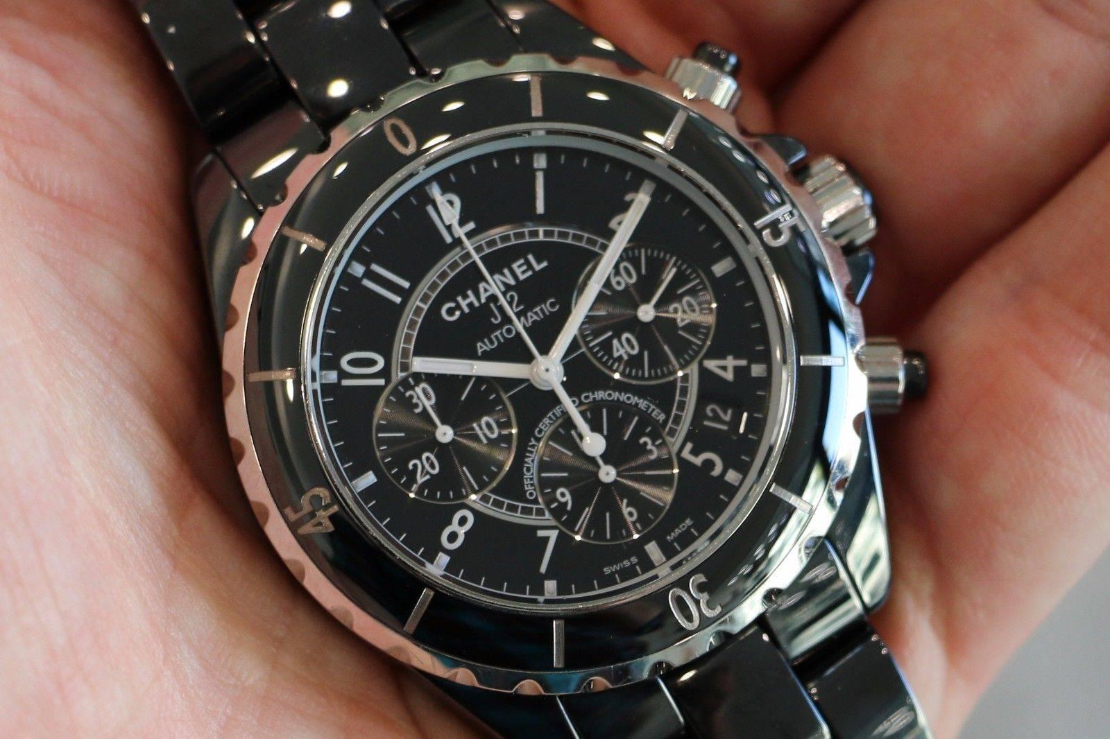 Chanel Black Ceramic J12 Chronograph Automatic Wristwatch 1