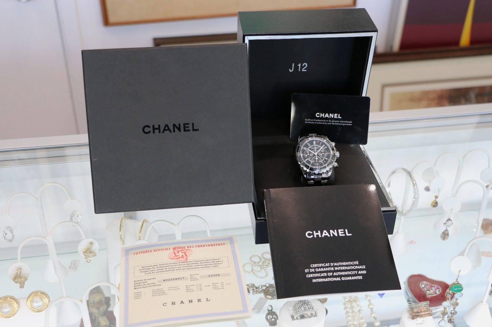Chanel Black Ceramic J12 Chronograph Automatic Wristwatch 6