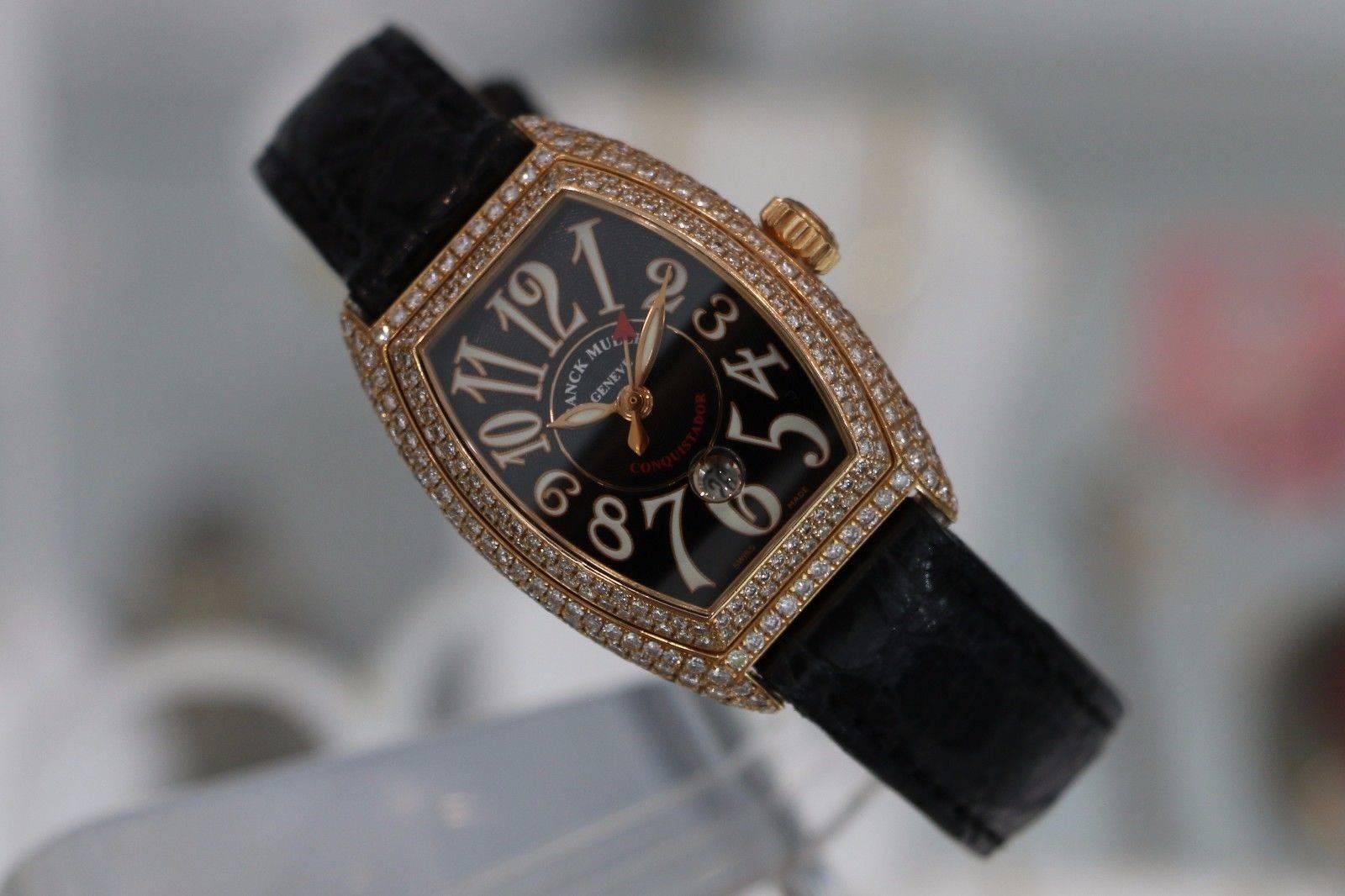 Women's Franck Muller Lady's SCD Rose Gold Diamond Conquistador Automatic Wristwatch