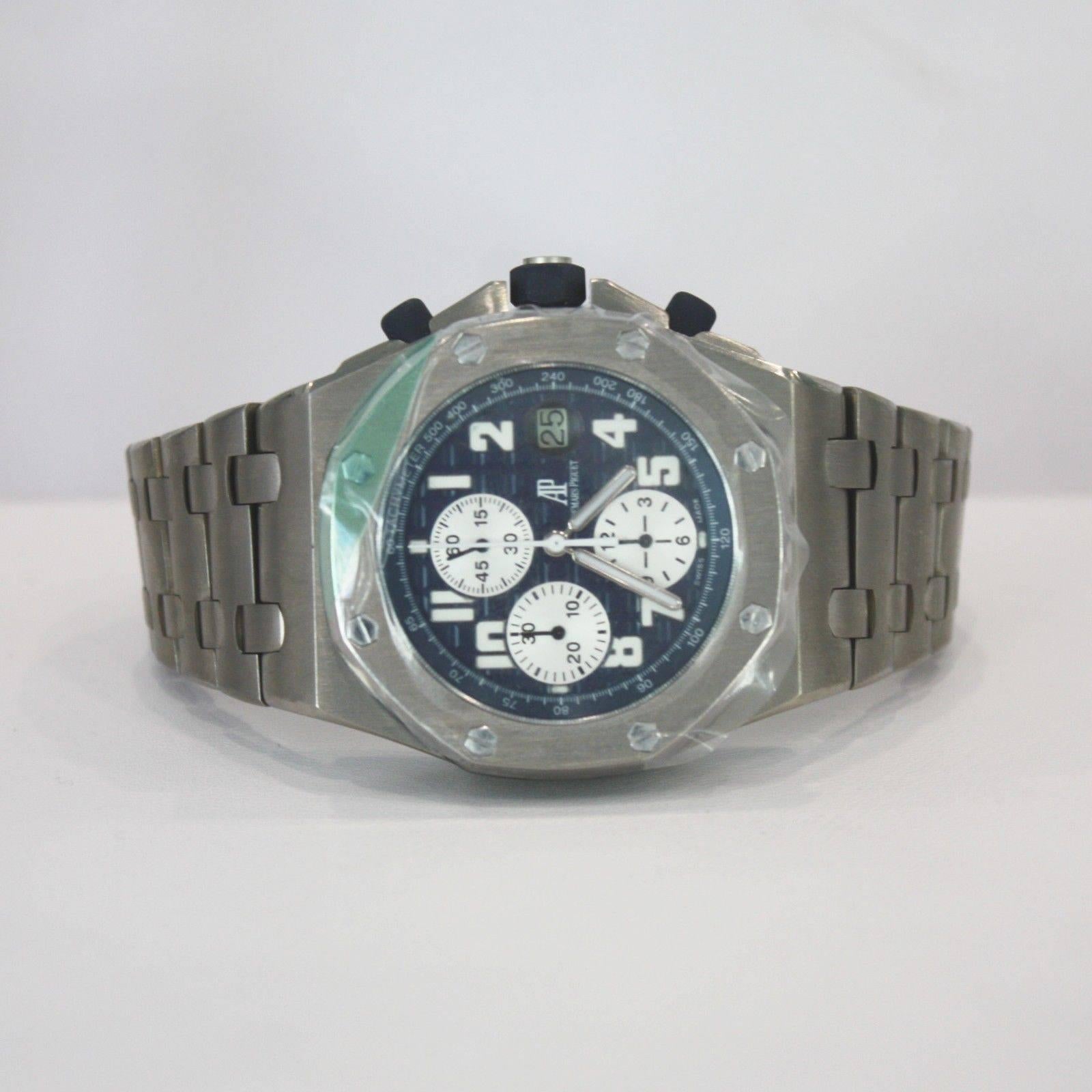 Audemars Piguet Titanium Royal Oak Offshore Blue Themes Automatic Wristwatch In Excellent Condition In Los Angeles, CA