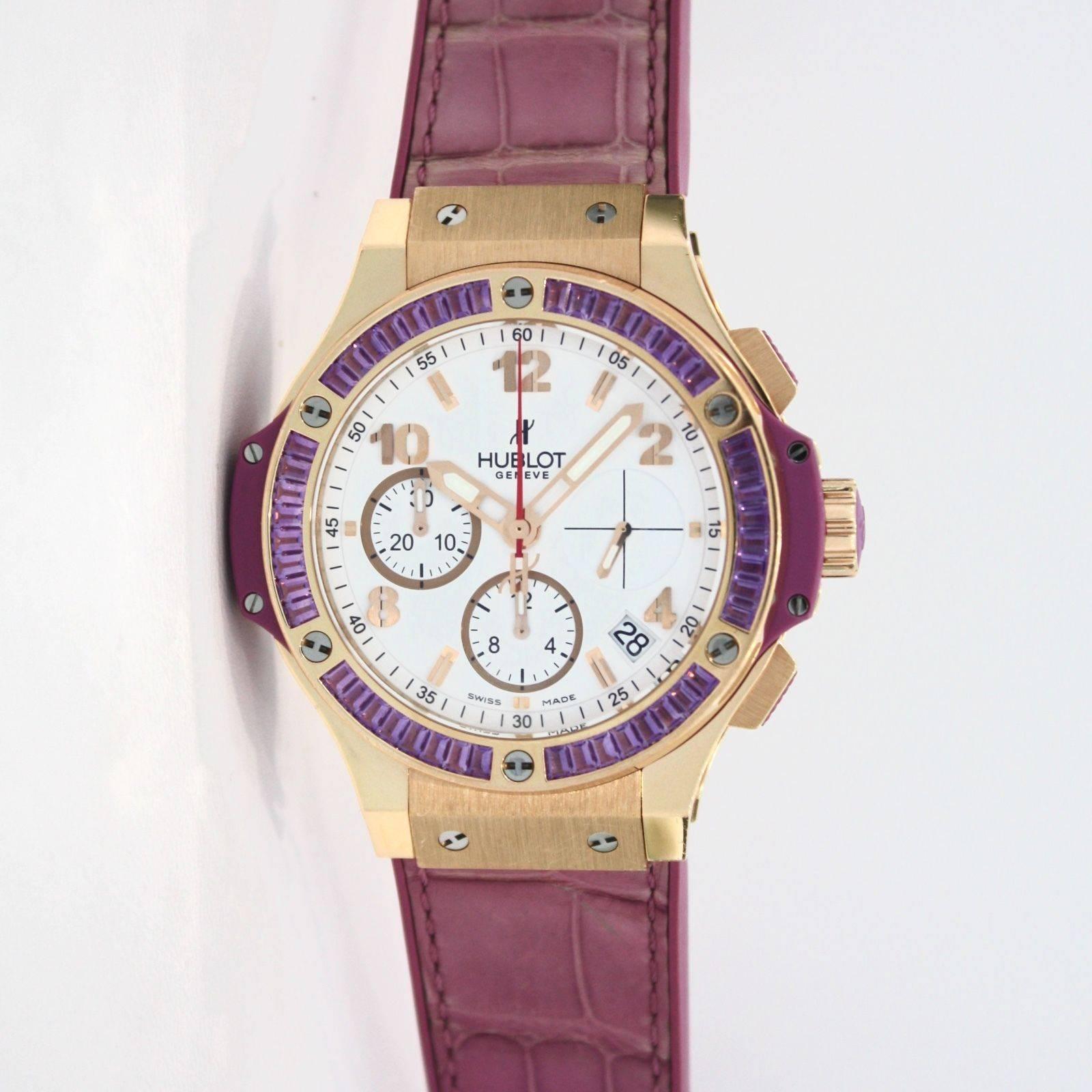 Hublot Rose Gold Purple Amethyst Big Bang Tutti Frutti Automatic Wristwatch In Excellent Condition In Los Angeles, CA