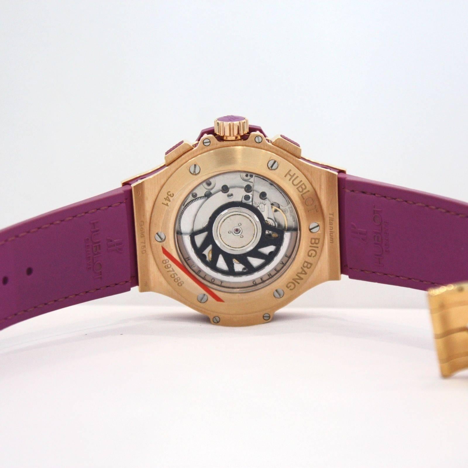 Women's Hublot Rose Gold Purple Amethyst Big Bang Tutti Frutti Automatic Wristwatch