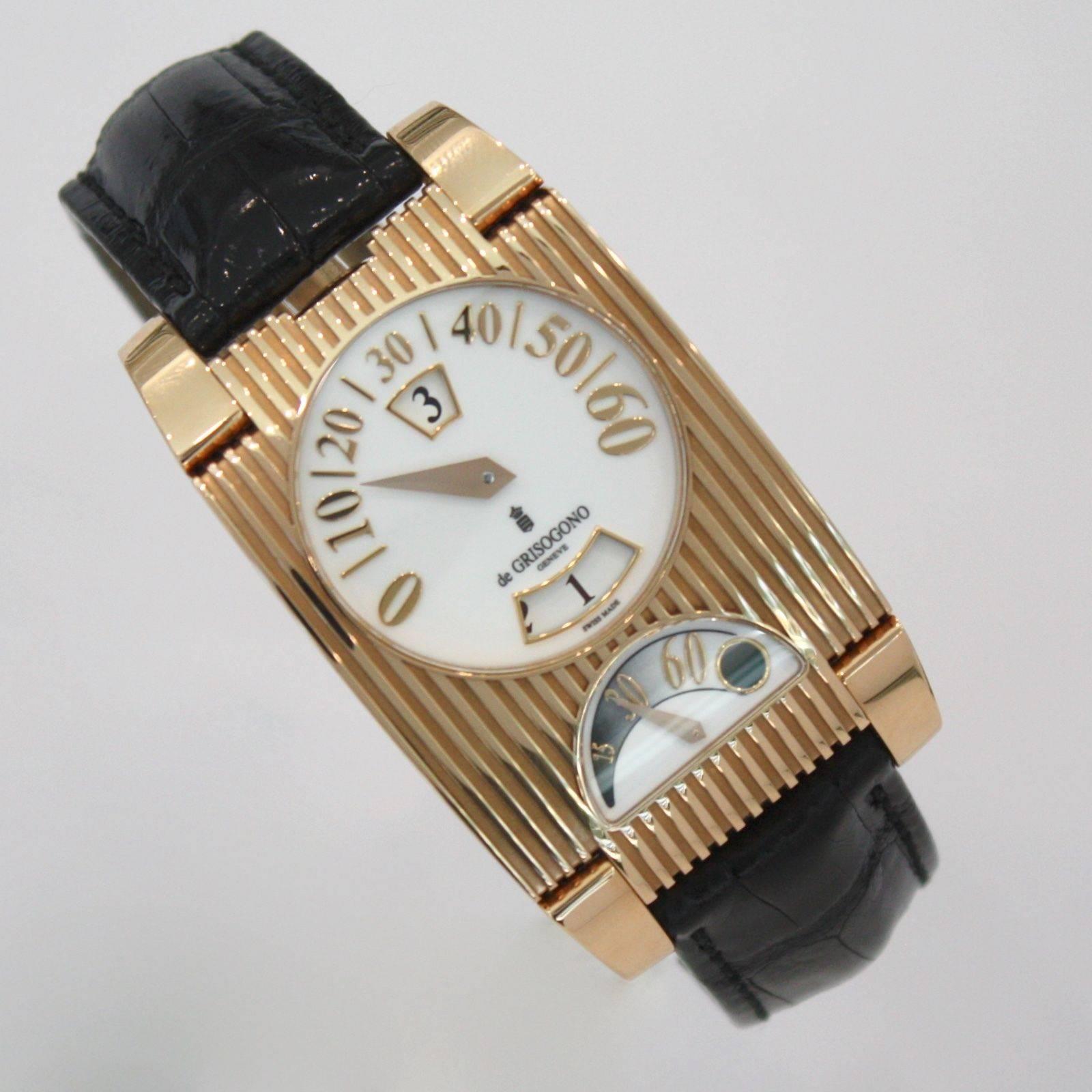 De Grisogono Rose Gold FG ONE N05 GMT Jump Hour Automatic Wristwatch In Excellent Condition In Los Angeles, CA