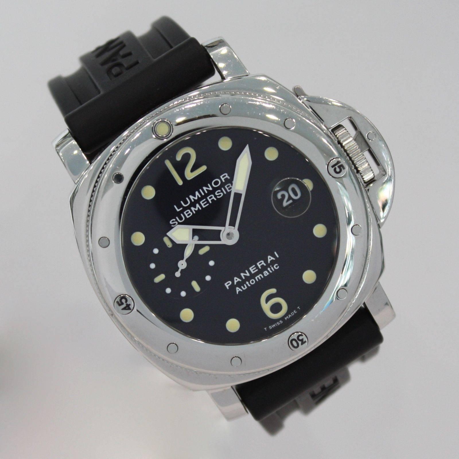Panerai Stainless Steel Luminor Submersible Automatic Wristwatch Ref PAM00024 In Good Condition In Los Angeles, CA