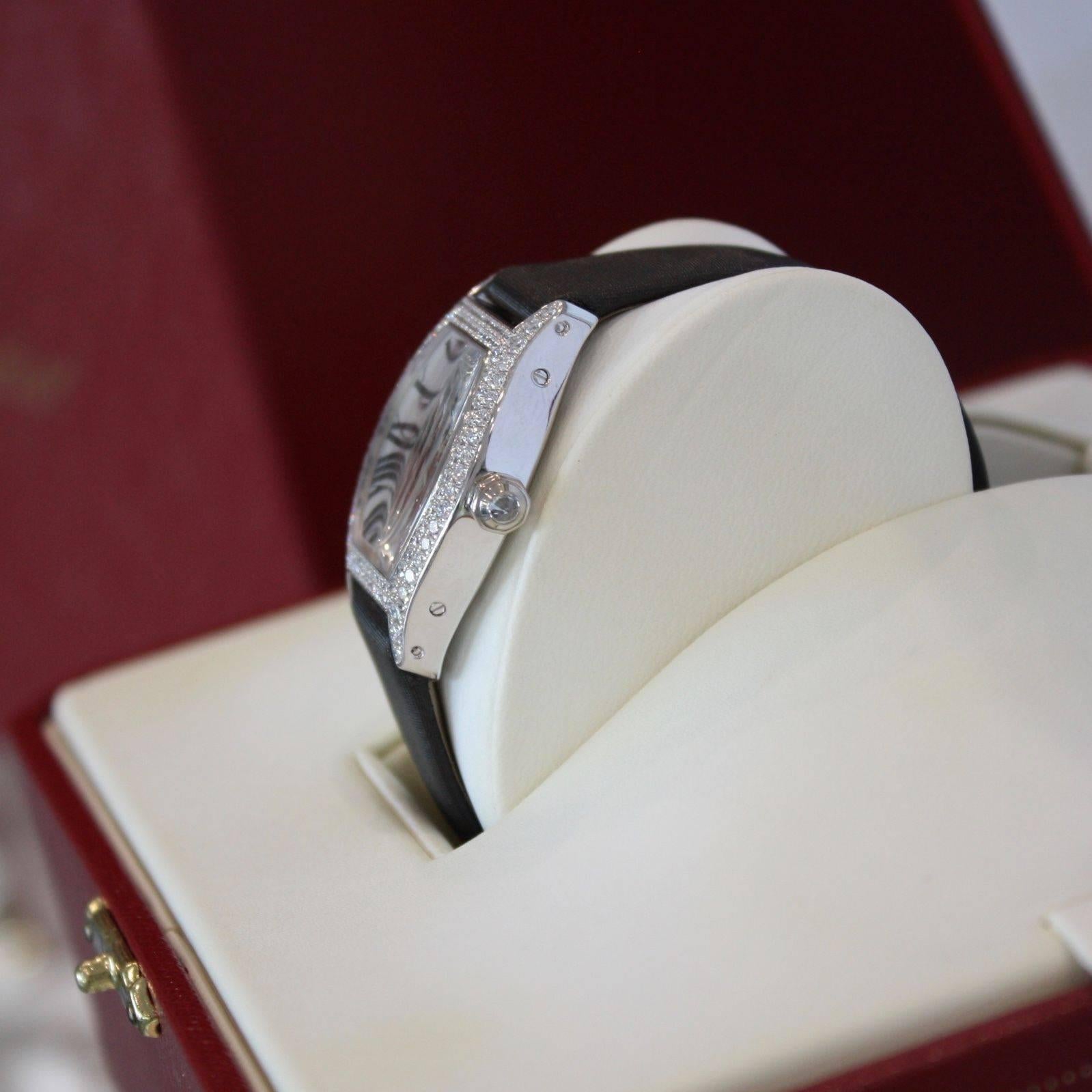 Women's Cartier Ladies White Gold Diamond Tortue Collection de Privee Wristwatch