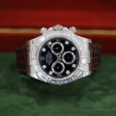 Rolex White Gold Diamond Black Dial Daytona Automatic Wristwatch Ref 116589