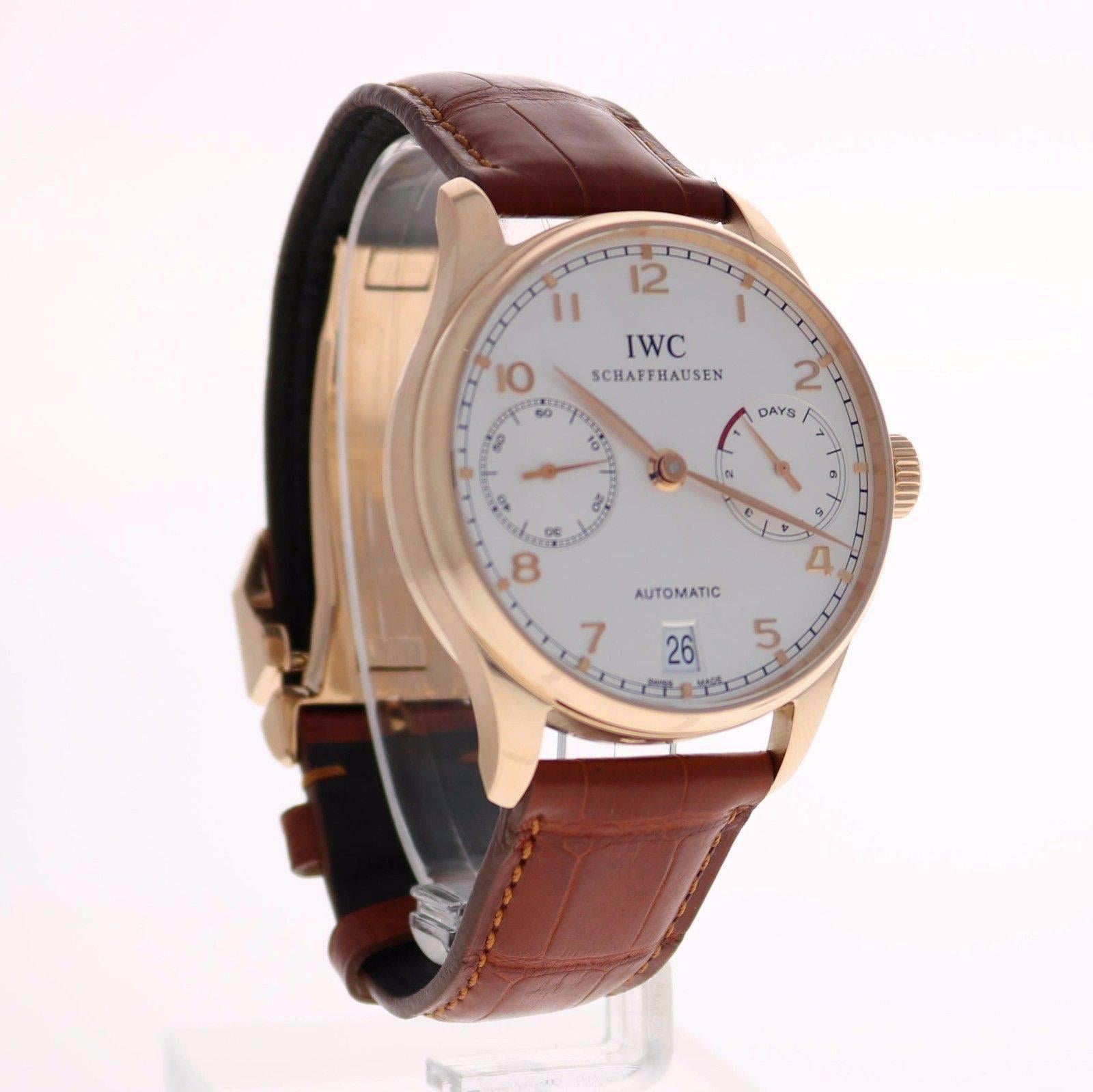 IWC Rose Gold Portuguese 7 Day Power Reserve Automatic Wristwatch Ref. IW500113 1