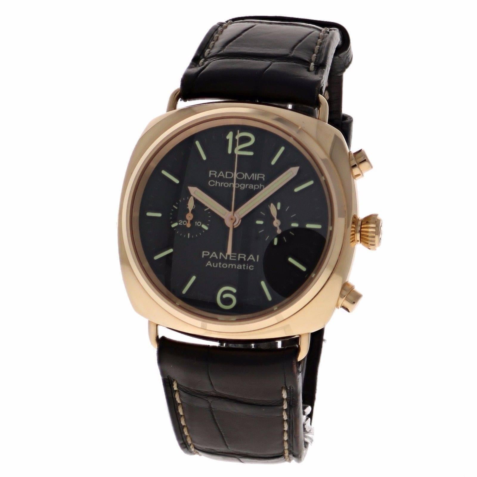 Panerai Rose Gold Special Edition Radiomir Chronograph Automatic Wristwatch In Excellent Condition In Los Angeles, CA