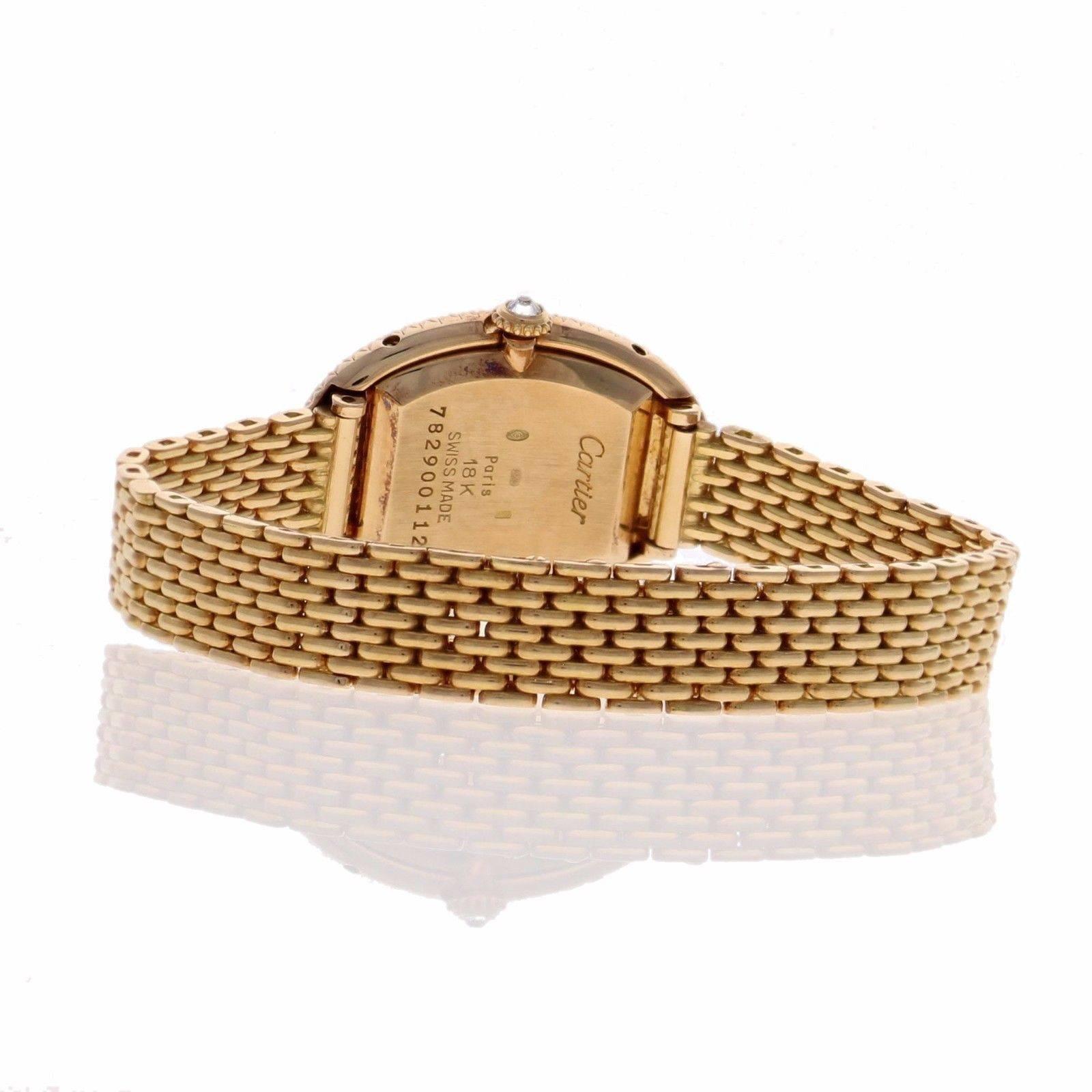 Cartier Ladies Yellow Gold Diamonds Baignoire Grain De Riz Mechanical Wristwatch 2