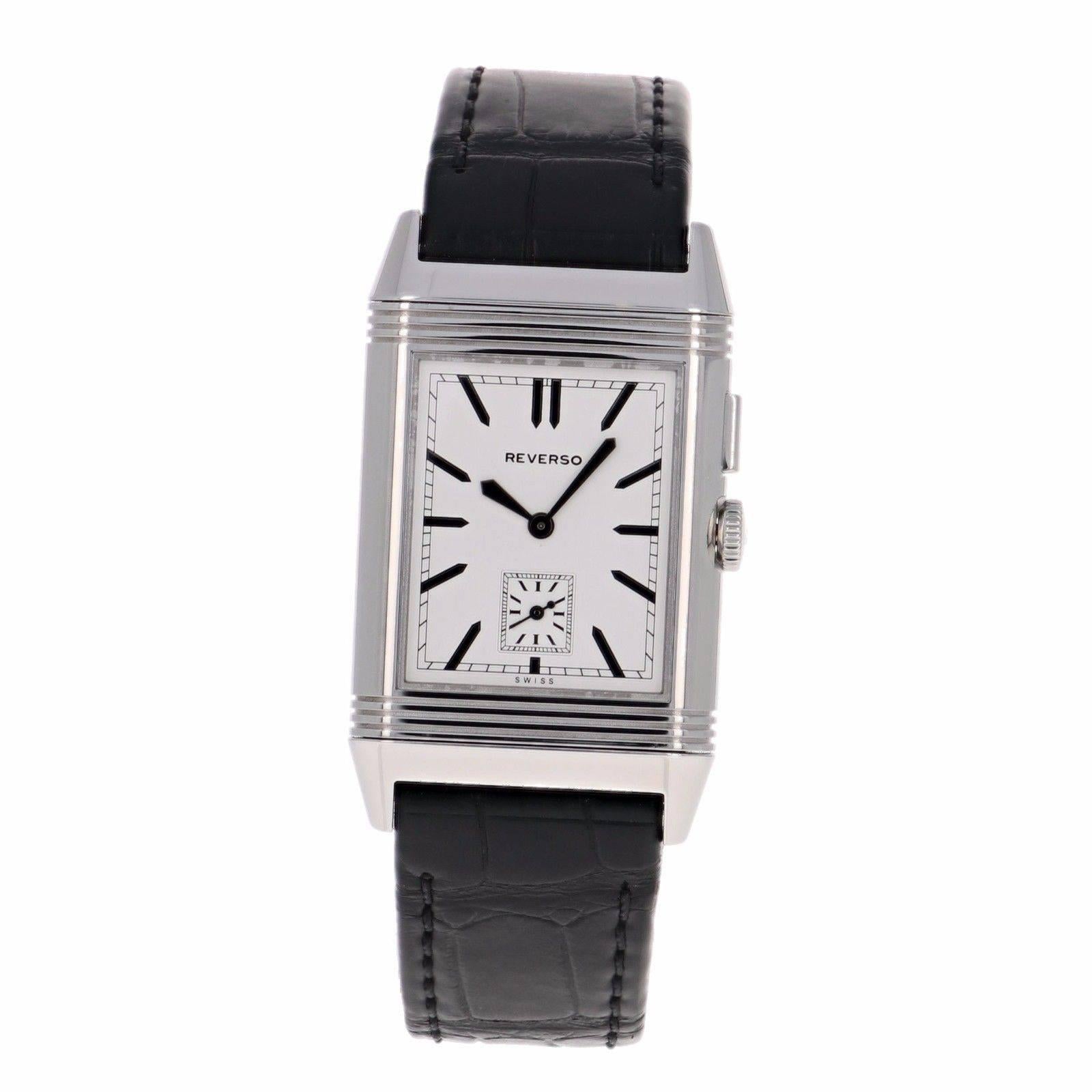 Jaeger LeCoultre Grande Reverso Ultra Thin Duo face Stainless Steel Q3788570 In Excellent Condition In Los Angeles, CA