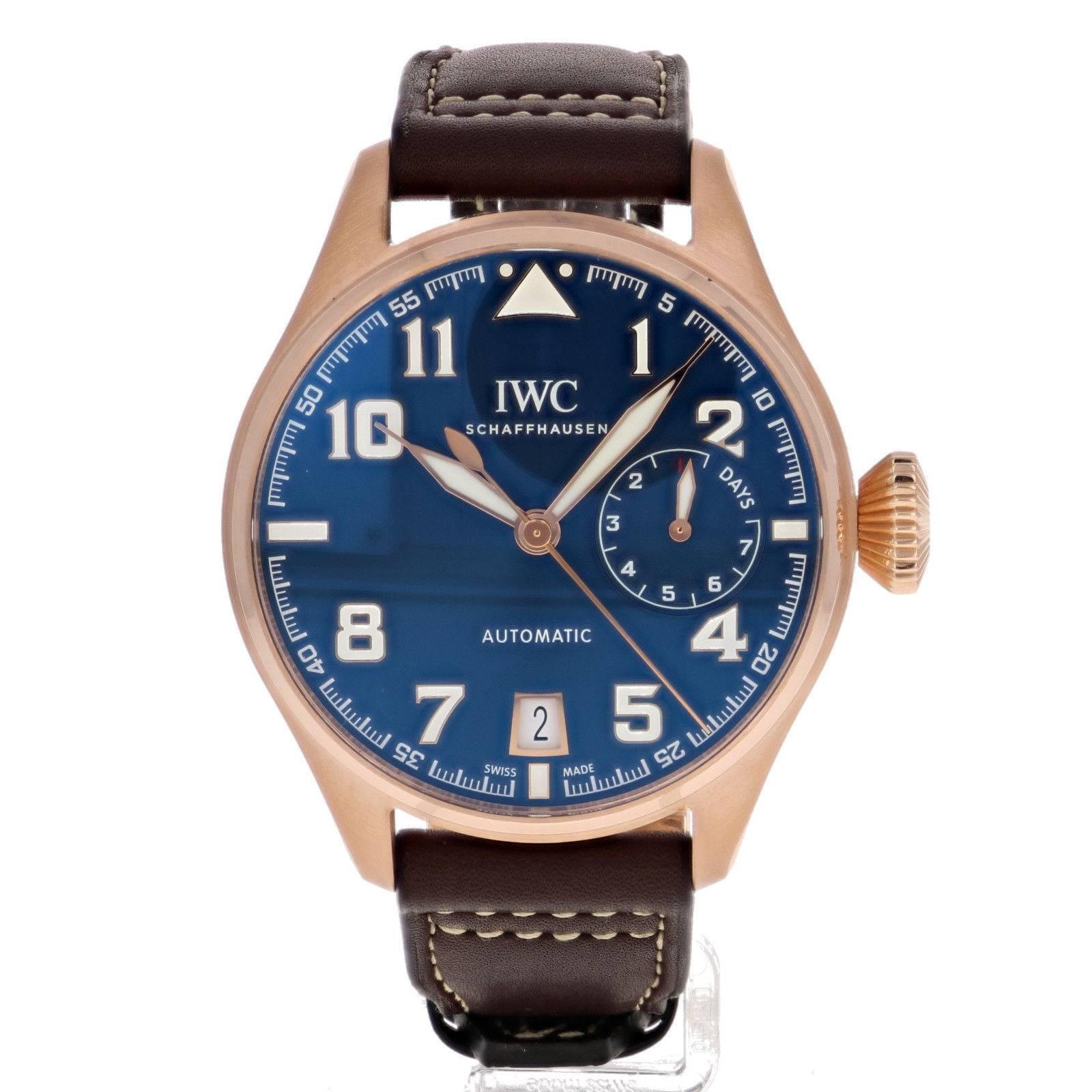 IWC Big Pilot 034 Le Petit Prince Rose Gold Blue Automatic Wristwatch In New Condition In Los Angeles, CA
