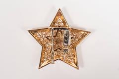 Van Cleef & Arpels Two Diamond Gold Star Design Clip Brooches