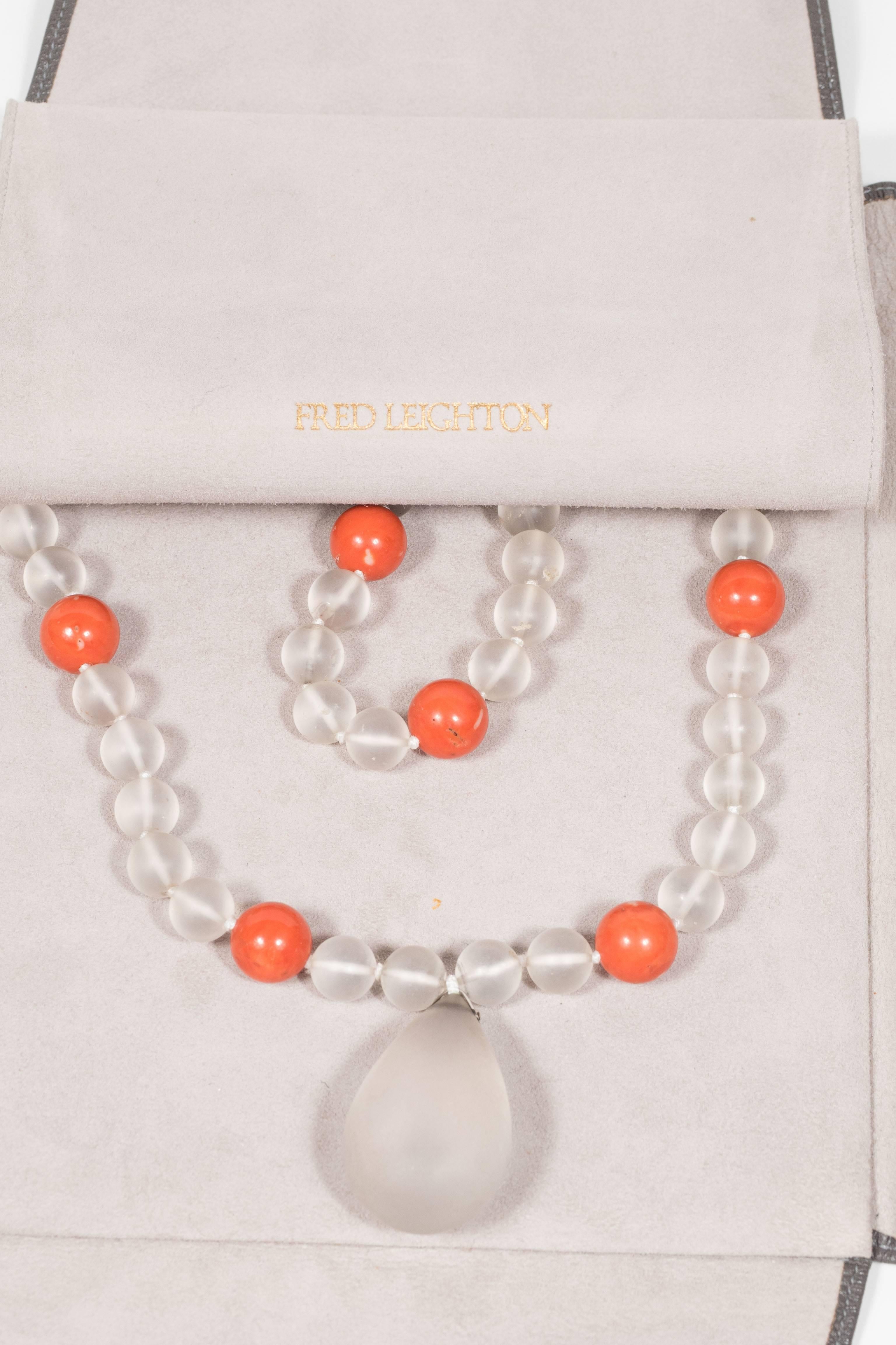 Magnificent Mid-century Rock crystal and Coral Necklace 1