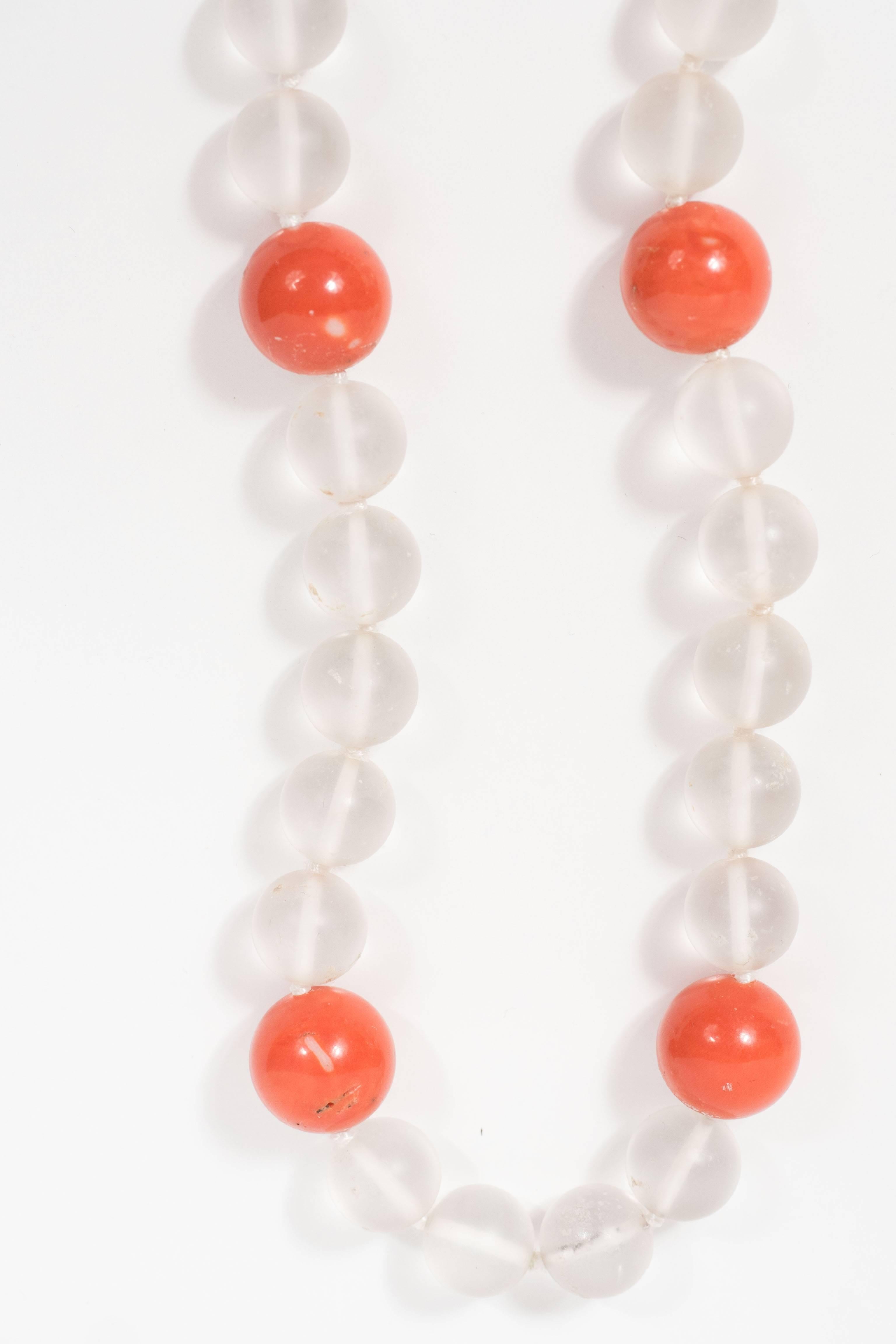 Magnificent Mid-century Rock crystal and Coral Necklace 4