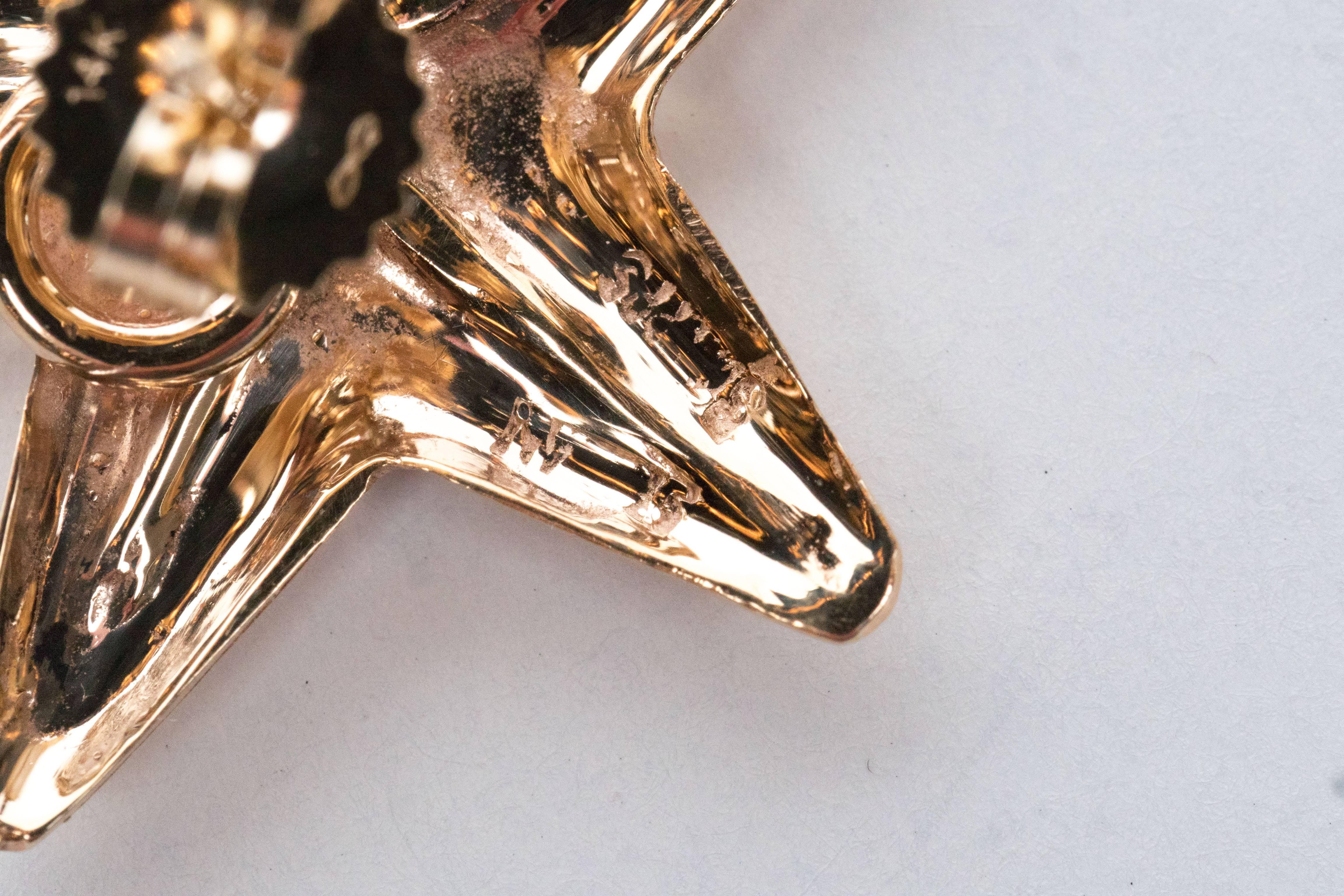 Seaman Schepps Mid-Century Modernist Gold Starfish Earrings 1