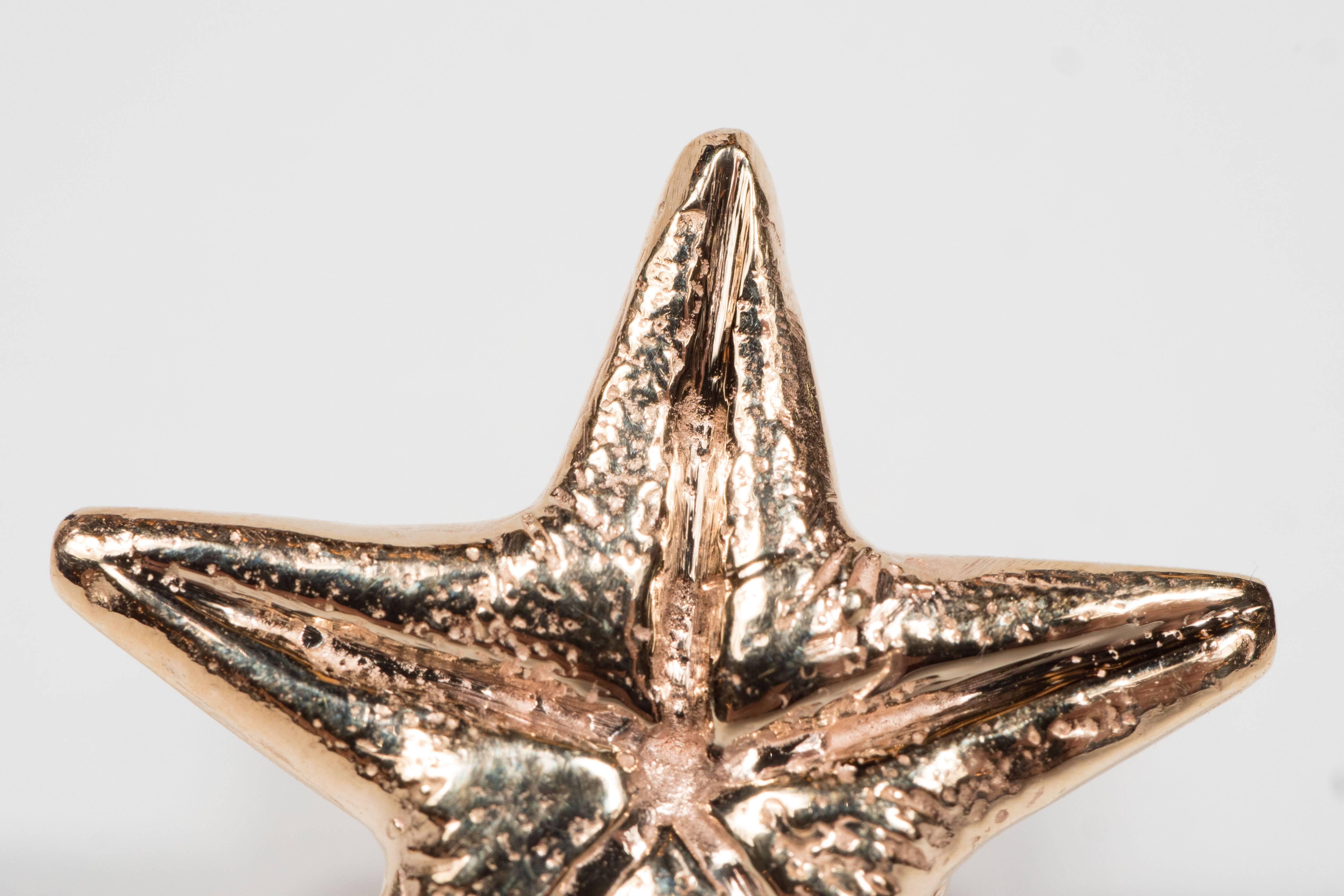 Seaman Schepps Mid-Century Modernist Gold Starfish Earrings 4