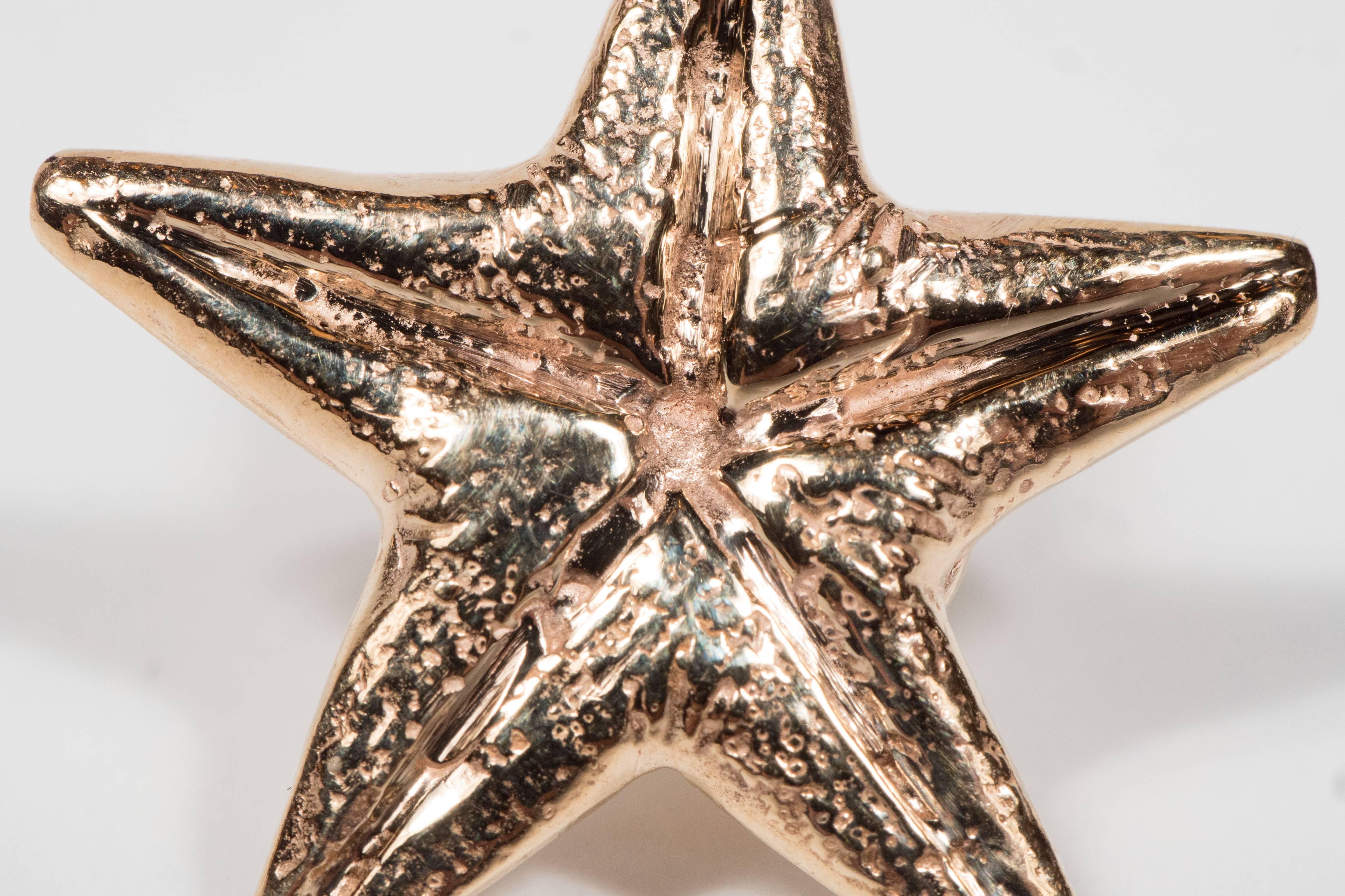 Seaman Schepps Mid-Century Modernist Gold Starfish Earrings 3