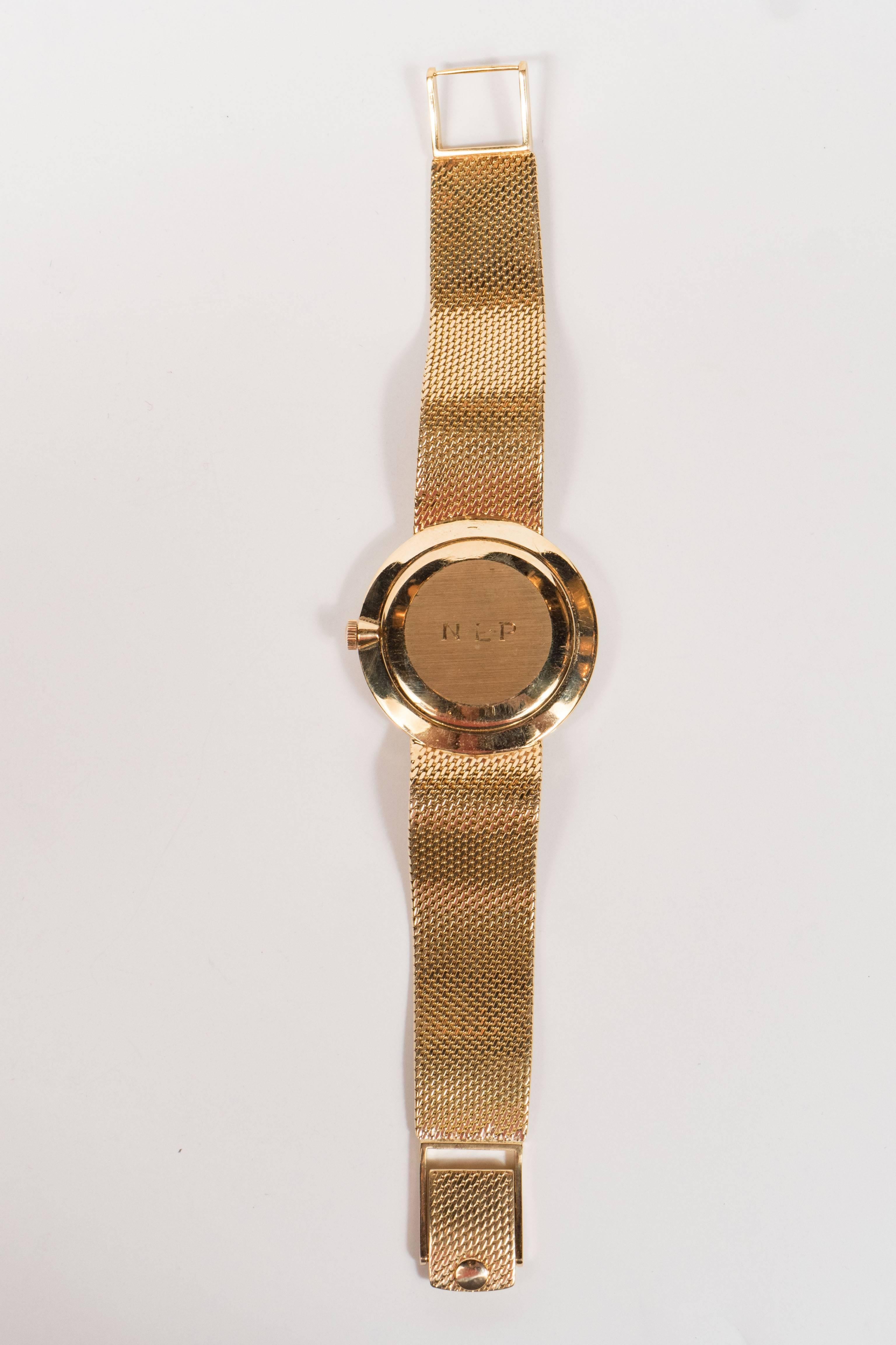 Modernist Patek Phillipe for Tiffany & Co. Yellow Gold Manual Wind Wristwatch