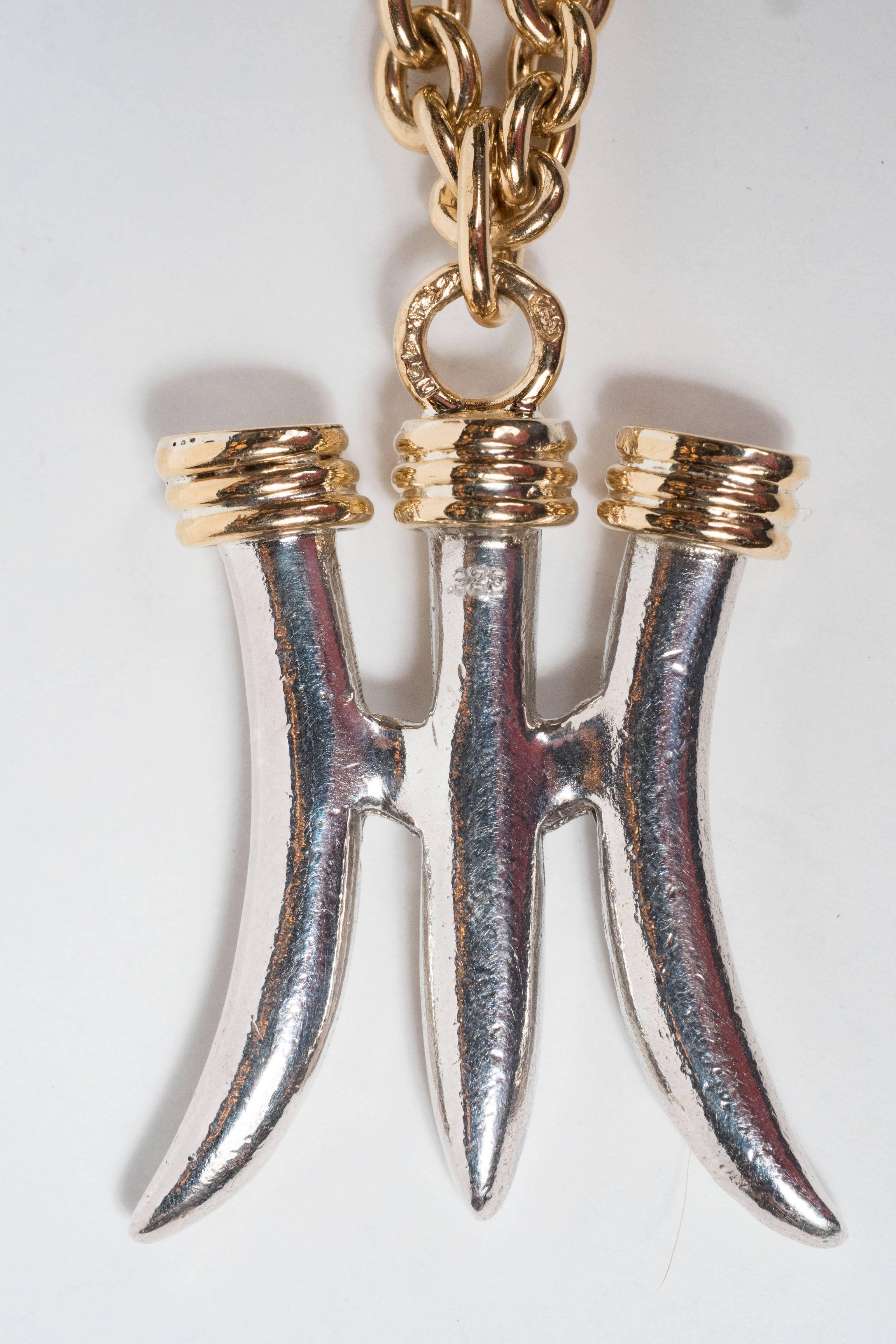 Modernist Eighteen-Karat Gold & Silver Pendant 