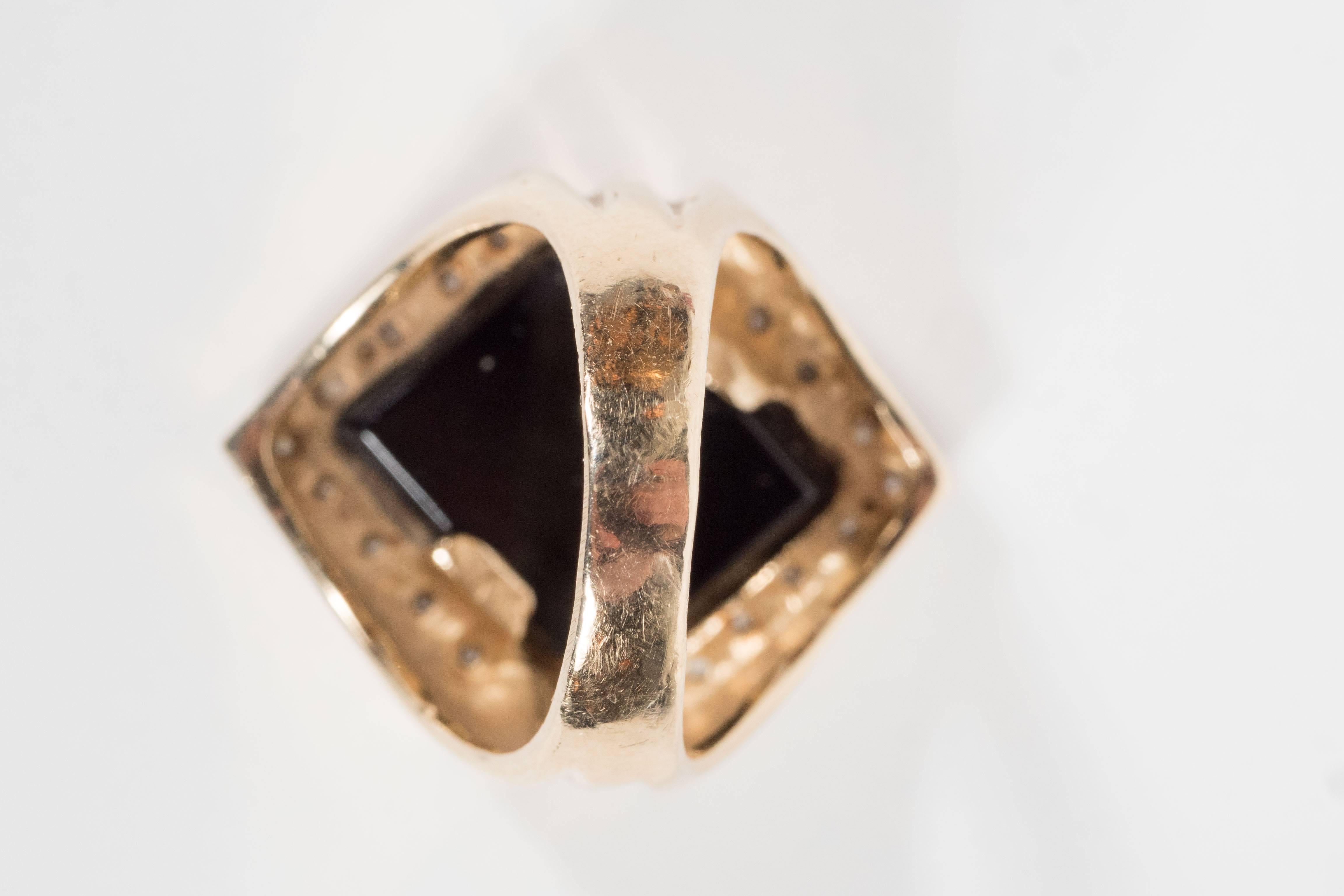Black Onyx Diamond Gold Ring 2