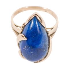 Mid-Century Modernist Lapis Lazuli Gold Ring