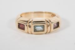 Modernist Aquamarine Citrine Garnet Gold Stacking Rings