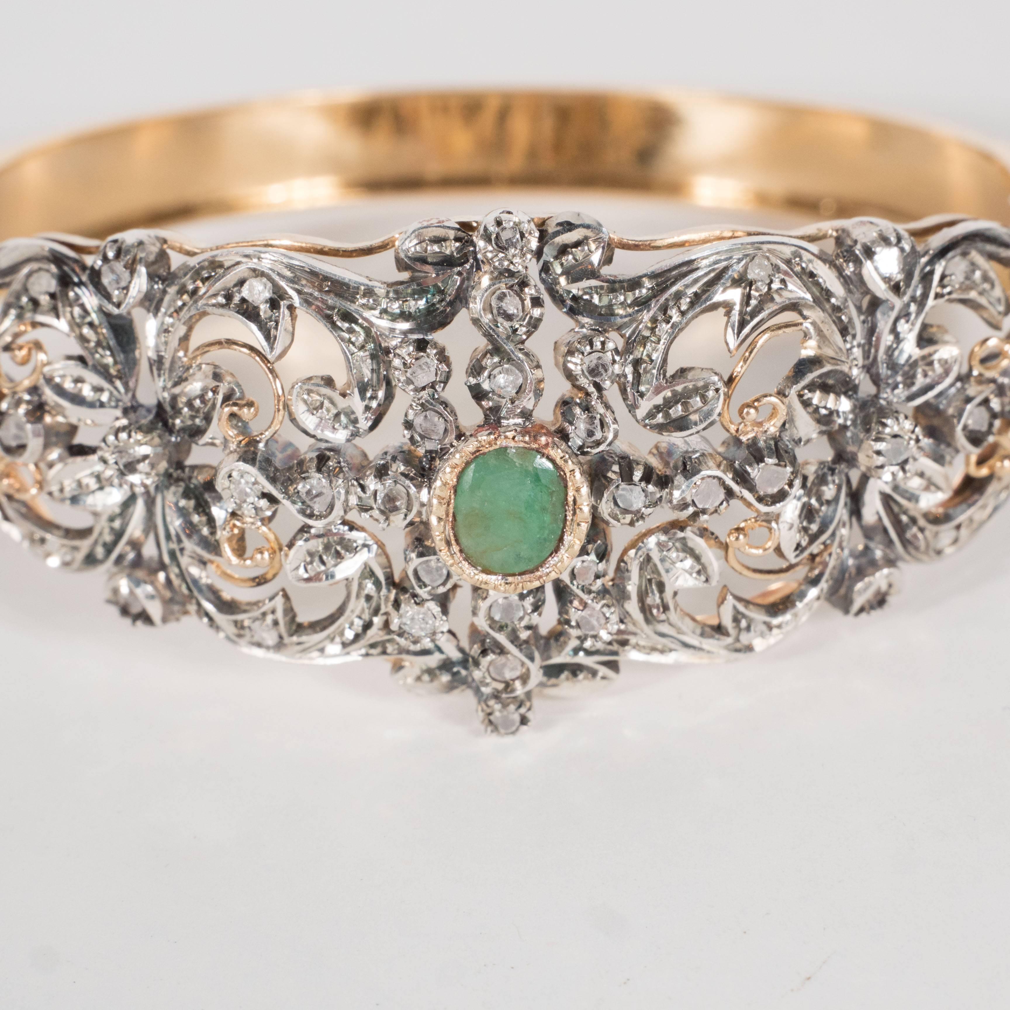 Antique Suite of Jewelry in Diamonds Emeralds Gold and Sterling 5