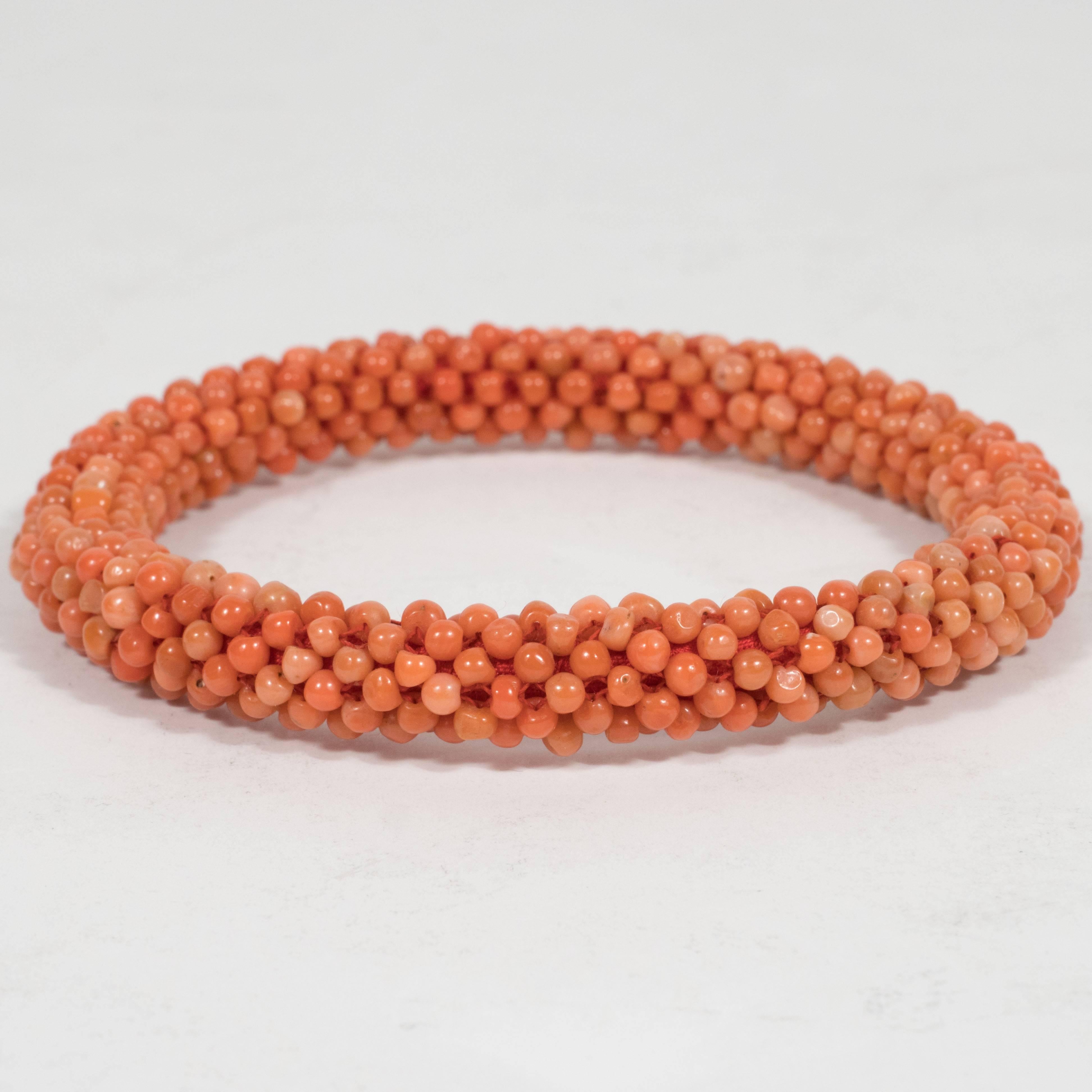 Sophisticated Beaded Precious Red Coral Bracelet with Matching Thread 2