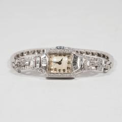 Tiffany & Co. Platinum White Gold Diamonds Art Deco Wristwatch, circa 1935