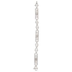 Art Deco Round and European Cut Diamonds Platinum Bracelet 6