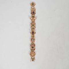 1940s Gold Slide Bracelet with Sapphire, Opal, Pearl, Ruby, Emerald and Diamond