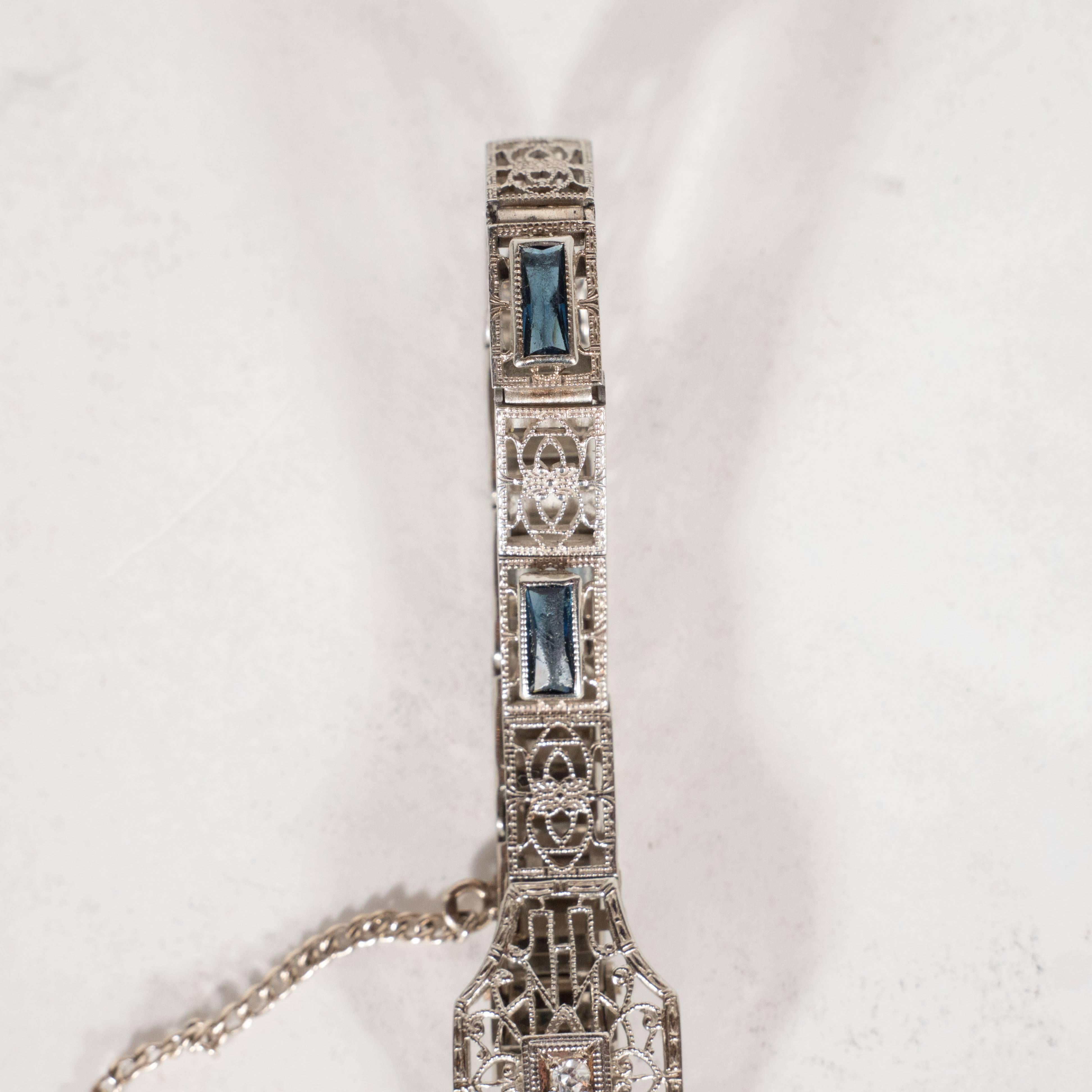Elegant Art Deco Diamond Bracelet in Filigreed White Gold 2