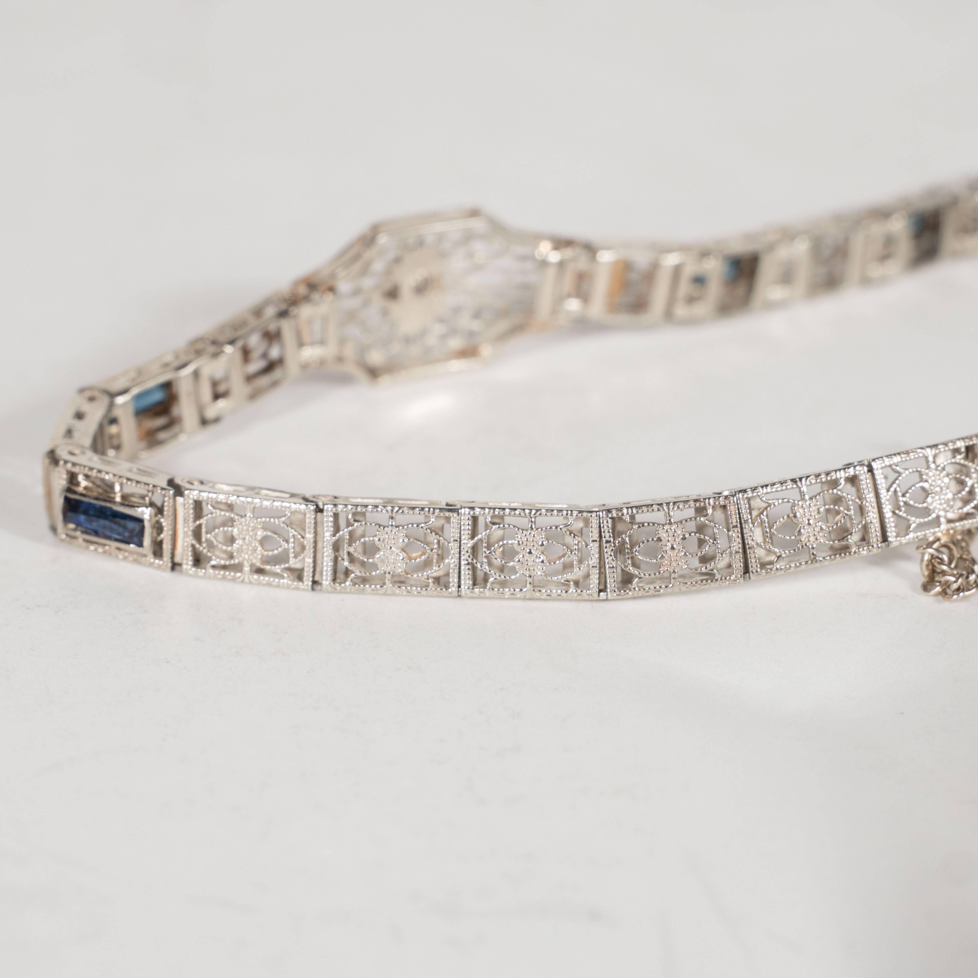 Elegant Art Deco Diamond Bracelet in Filigreed White Gold 1