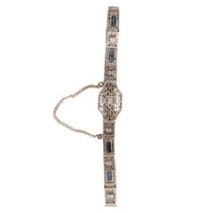 Elegant Art Deco Diamond Bracelet in Filigreed White Gold