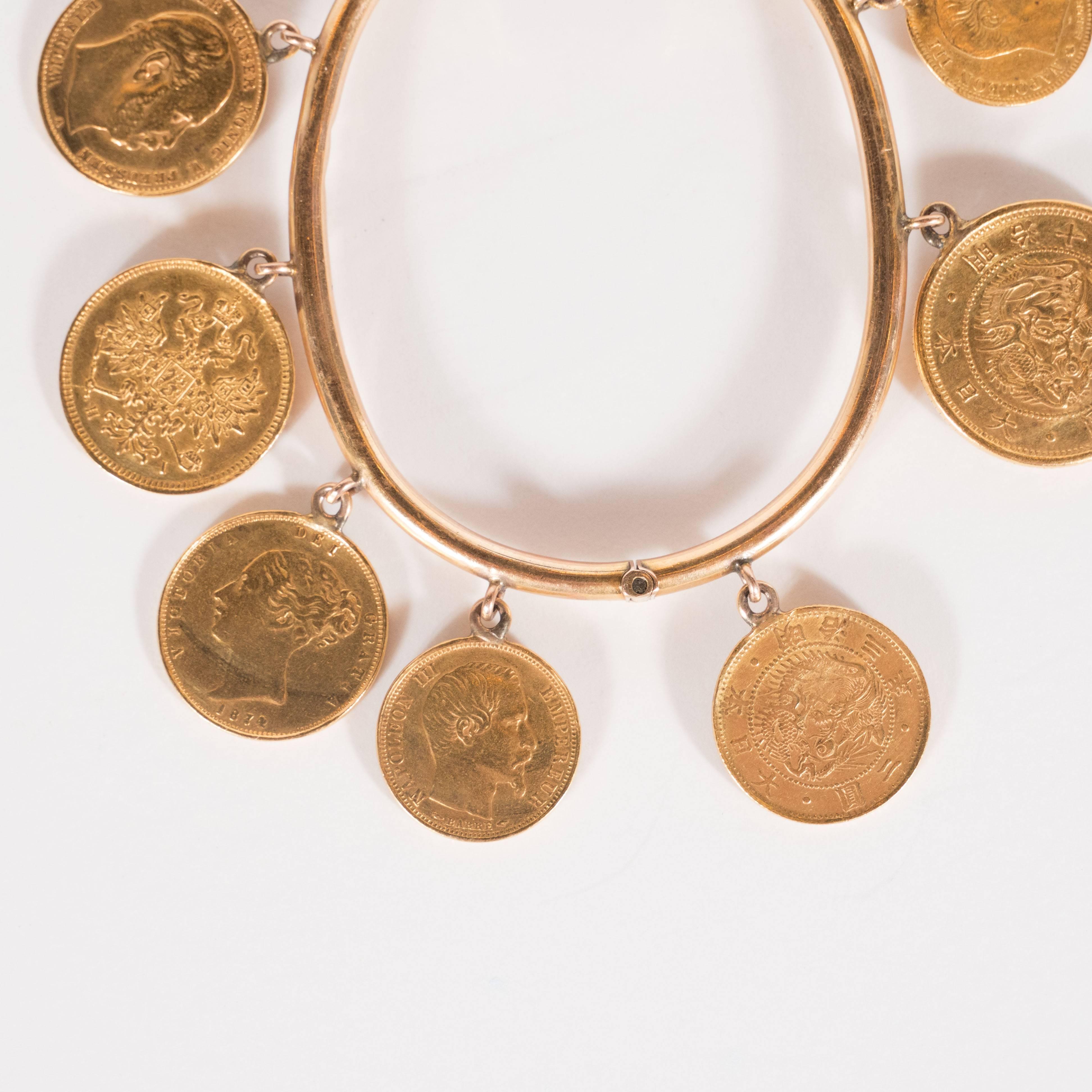 gold coin charm bracelet
