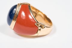 Mid-Century Modern Sapphire Jasper Gold Ring