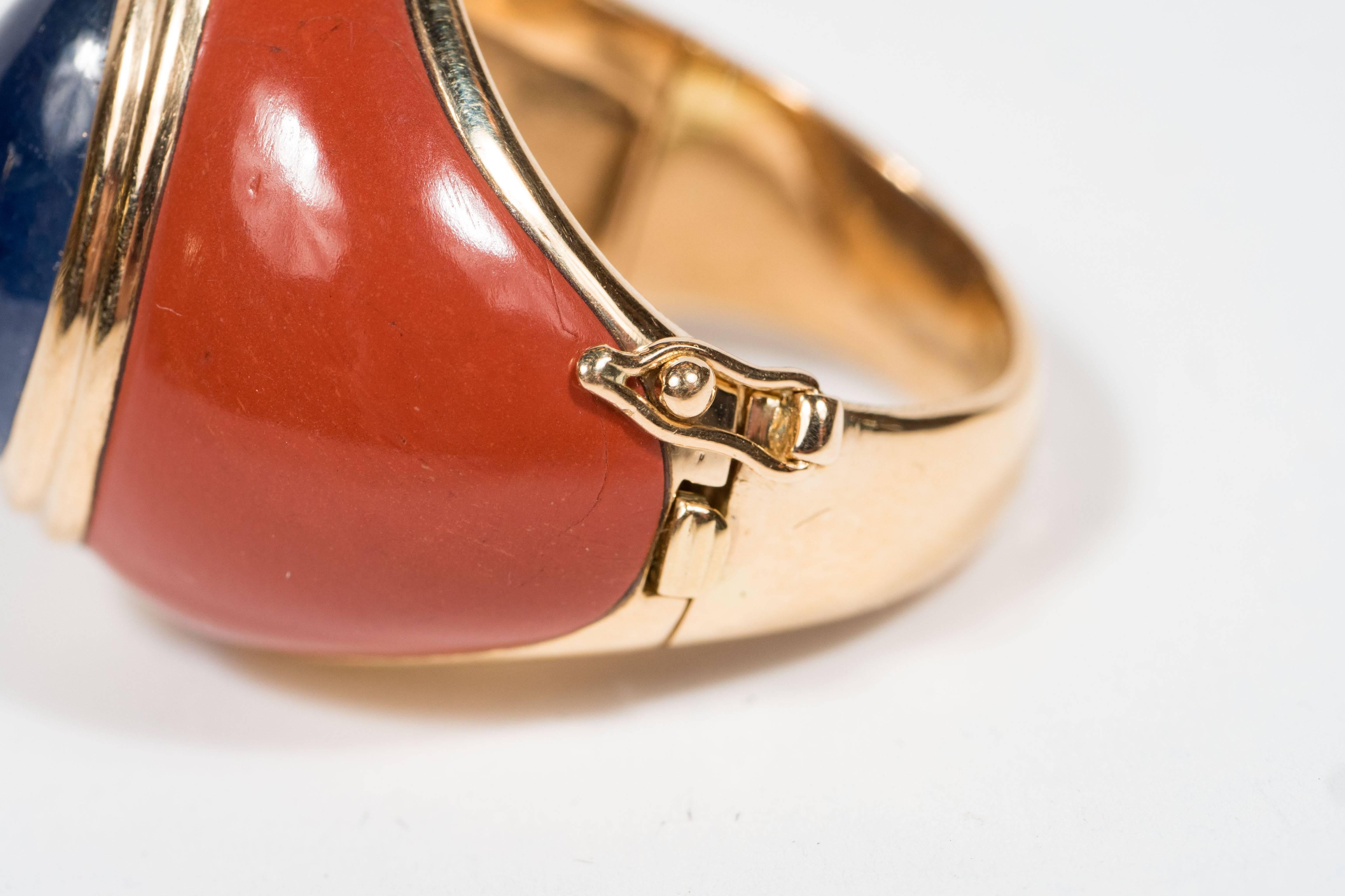Women's Mid-Century Modern Sapphire Jasper Gold Ring