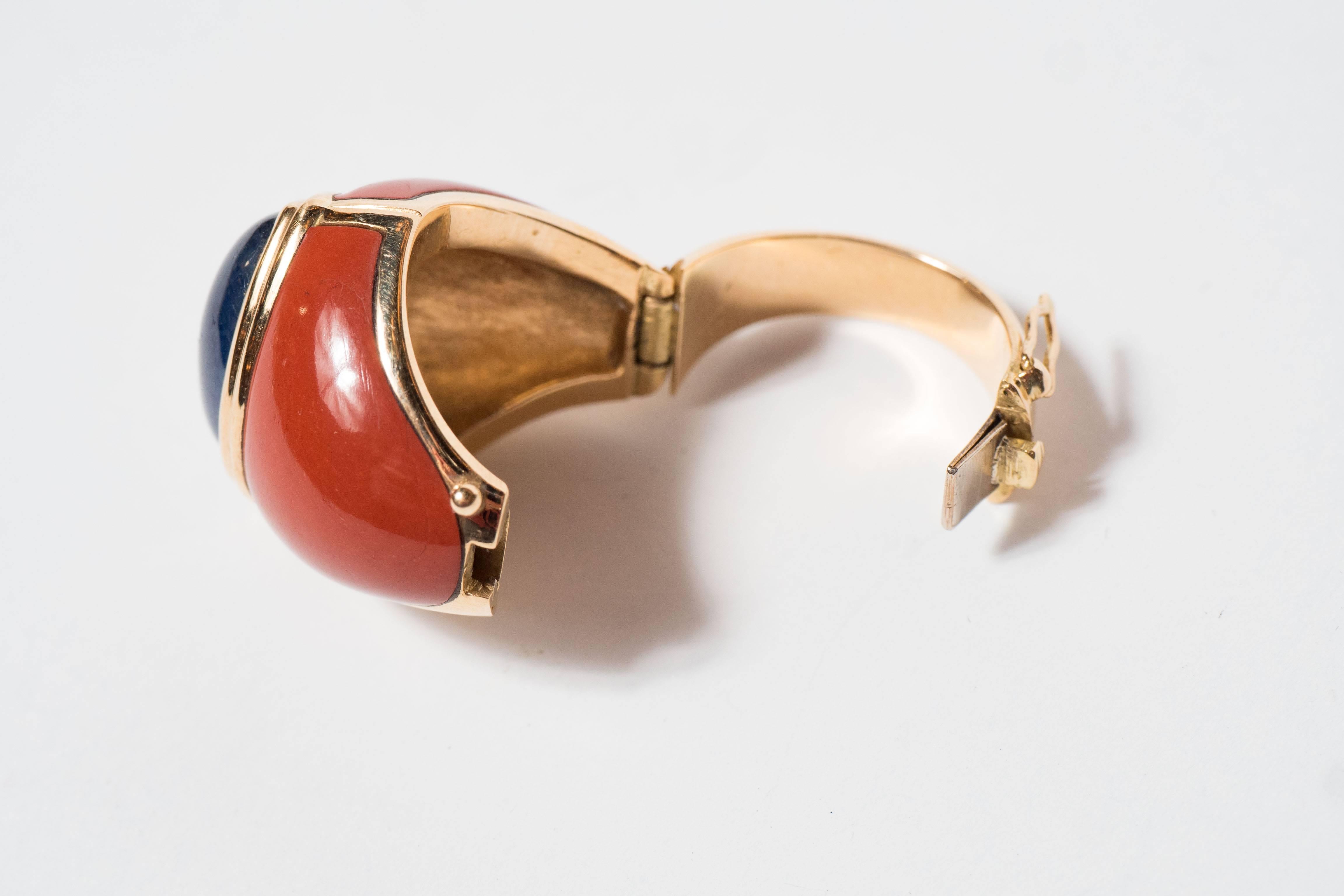 Mid-Century Modern Sapphire Jasper Gold Ring 5