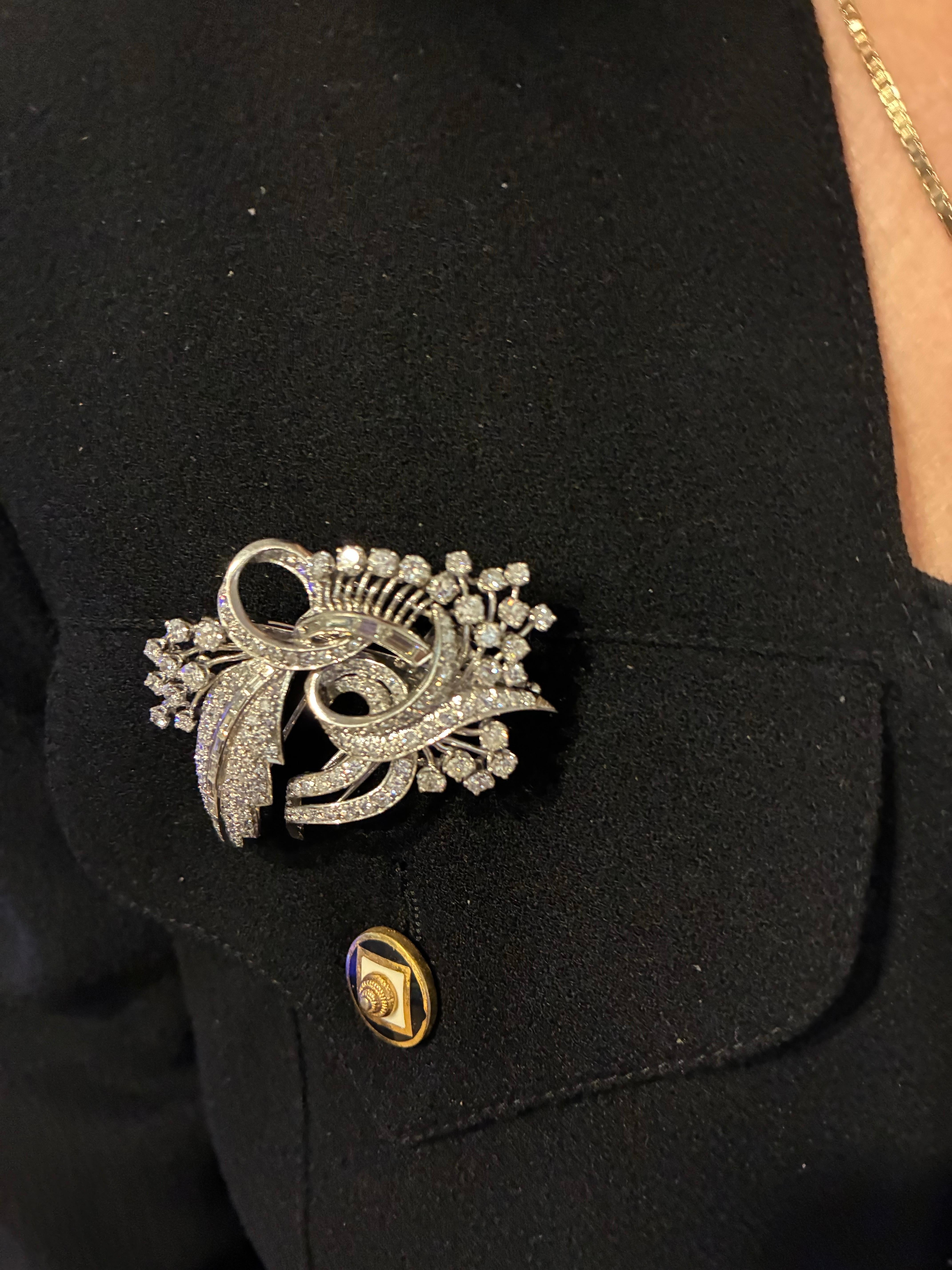 Women's Jewel Of Ocean Estate Platinum Diamonds Brooch Set For Sale