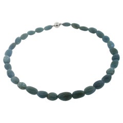 Hakimoto 18K White Gold Milky Green Baroque Aquamarine Necklace