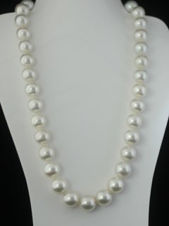 Hakimoto 13x11 mm Pinkish White South Sea Pearl Necklace 18K Diamond Clasp
