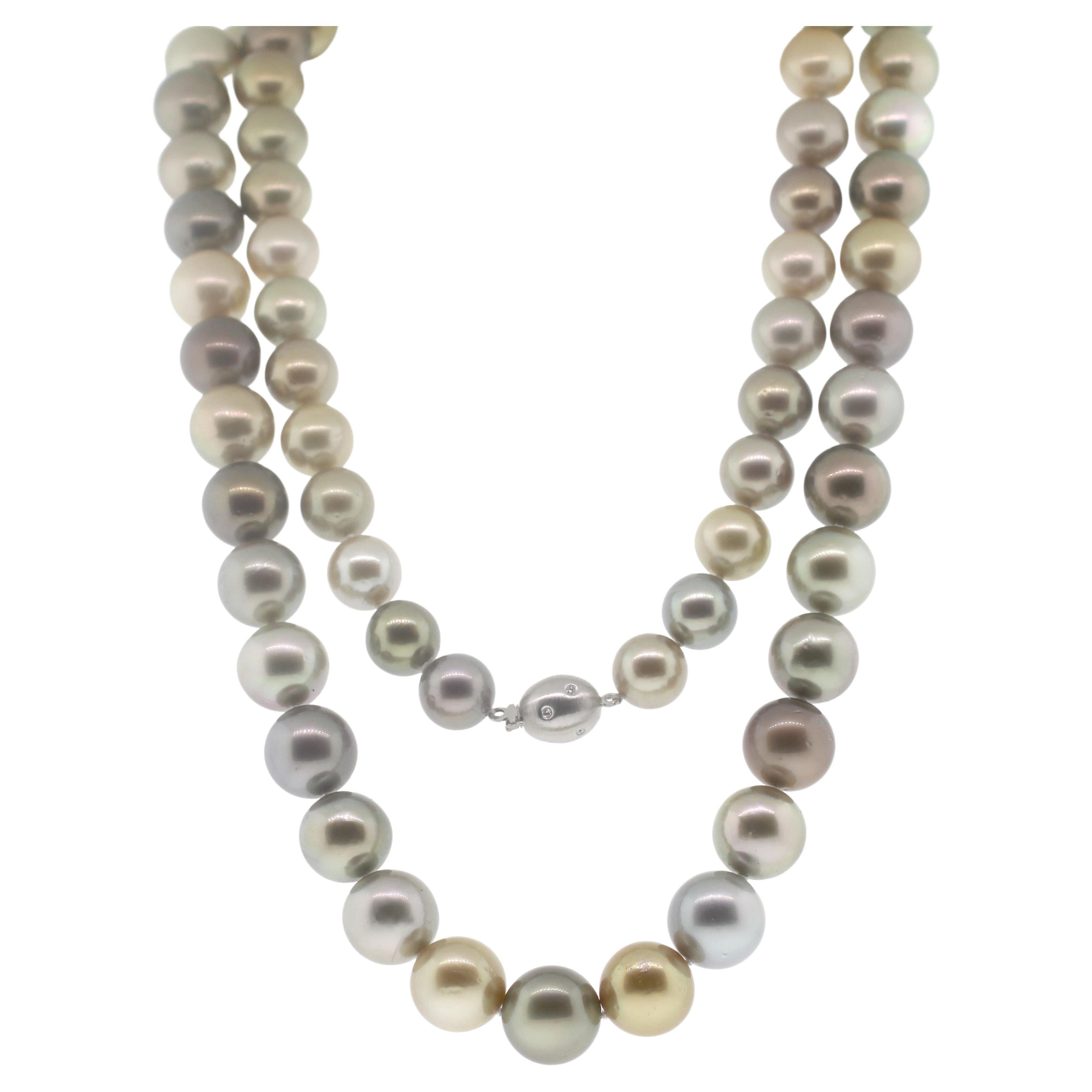 Hakimoto Collier de perles des mers du Sud de 13,8 x 11 mm de couleur naturelle et fantaisie de 36,5" 