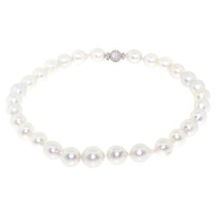 Hakimoto 17.8x13mm South Sea Baroque Pearl Necklace 18K 1.75 Carts Diamond Clasp