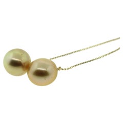 Hakimoto Deep Natural Golden South See Drop Culture Pearl Earrings