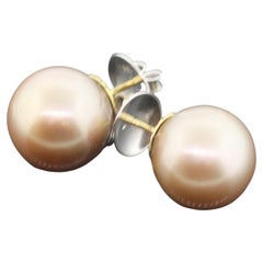 Hakimoto By Jewel Of Ocean 18K Gold 15mm Tahitian South Sea Pearl Stud Earrings