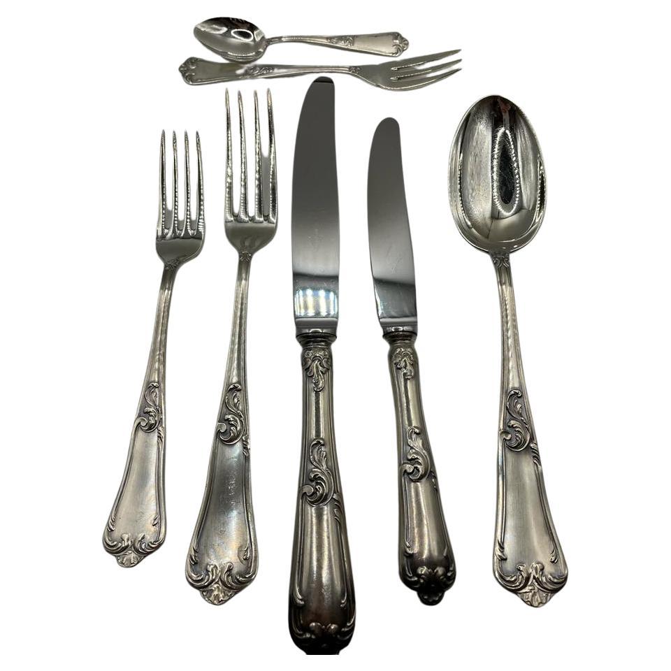 800 Silver Cutlery Set 84 Pieces For Sale